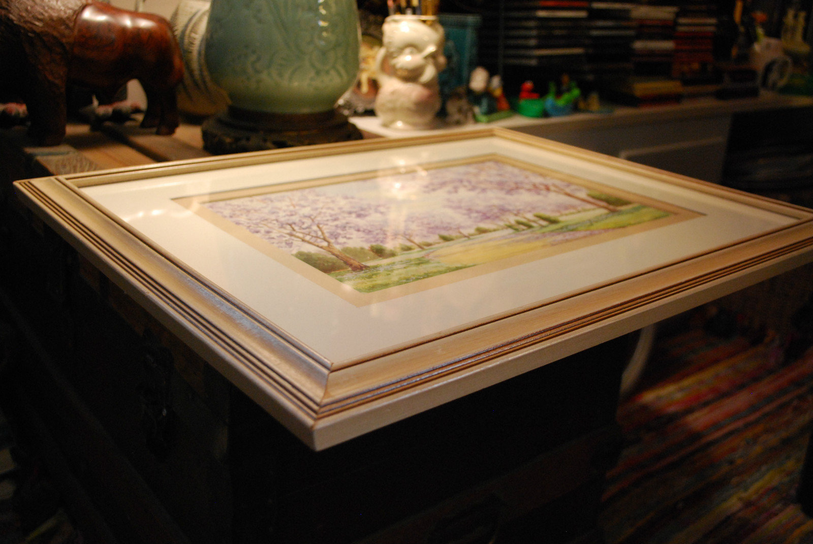 Signed Original HC SIMPSON 1944 WATERCOLOR PAINTING Framed AUSTRALIAN PARK 22.5″