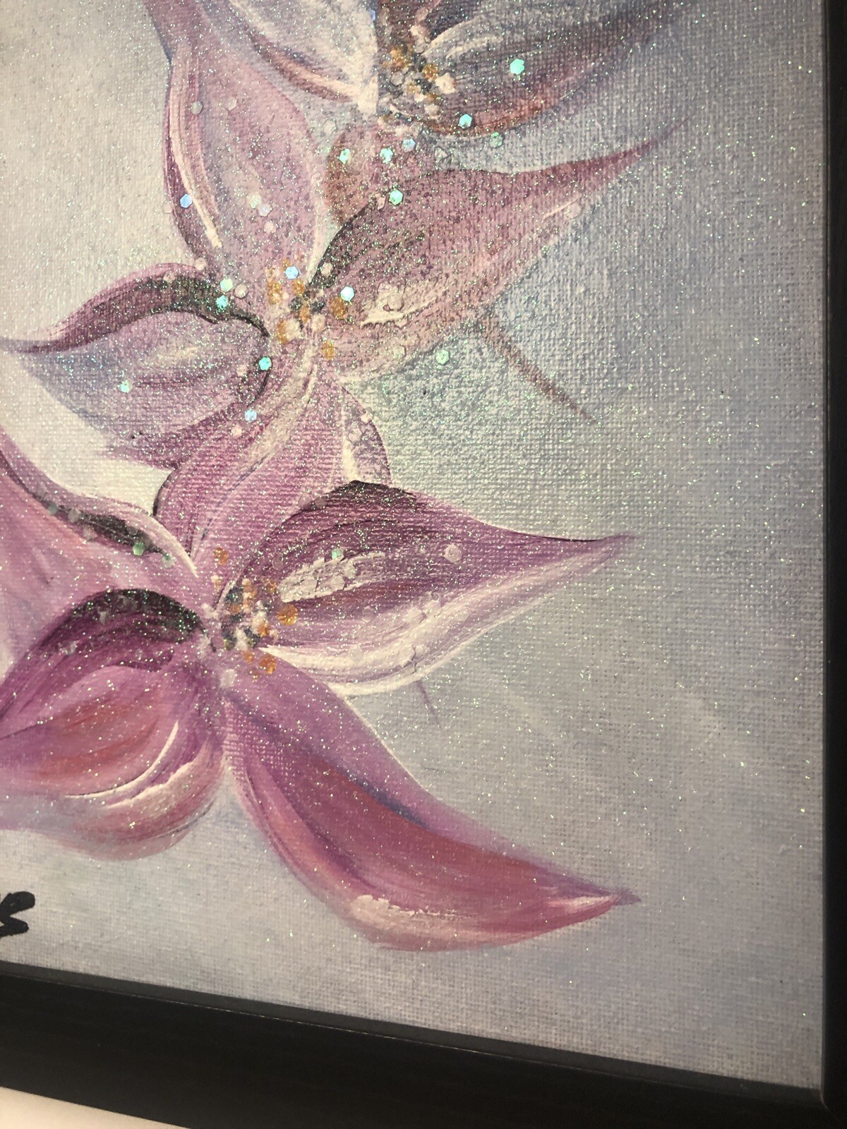 ‘Diamond Dust’, Acrylic On Canvas Floral Abstract Painting, 10”x8”