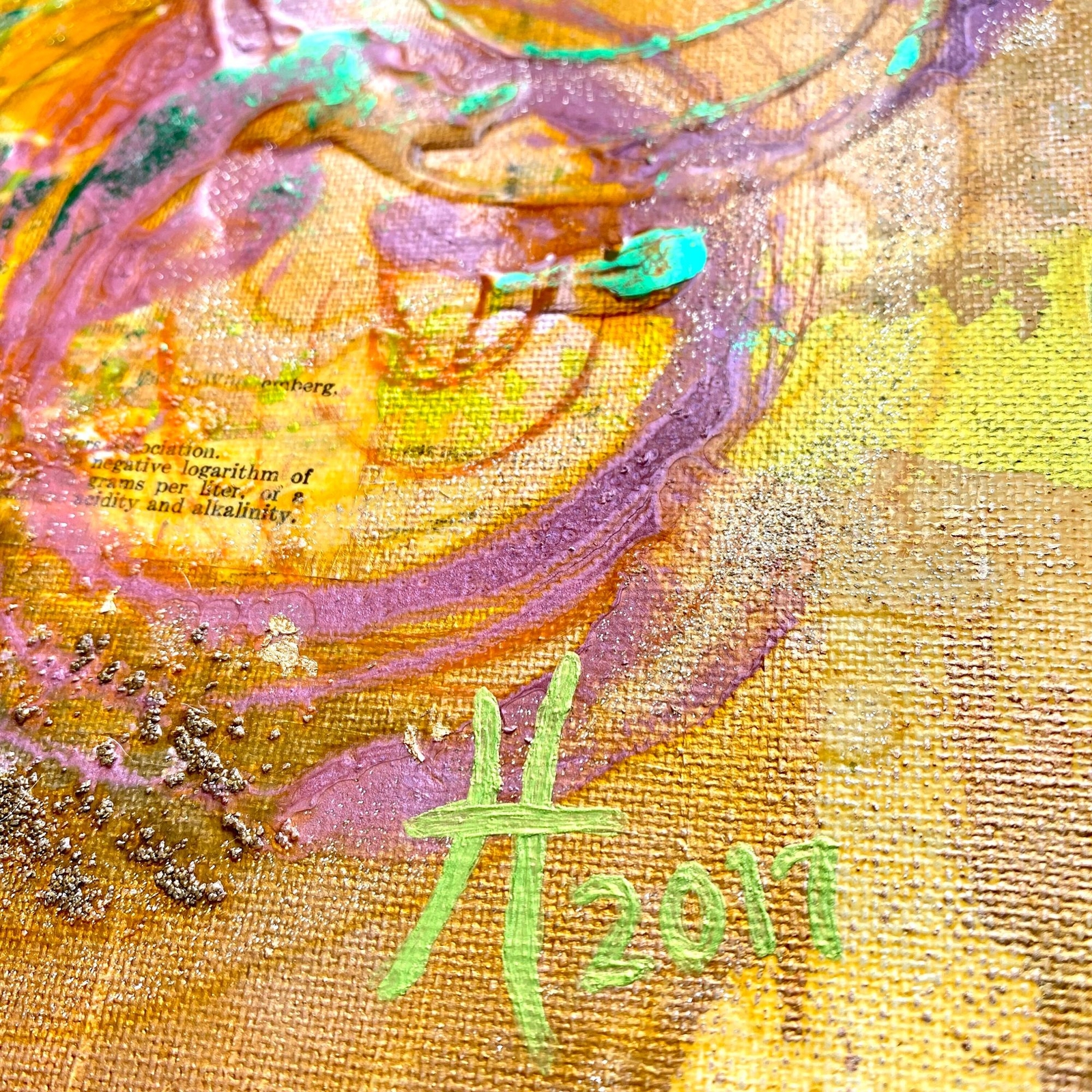 Mother’s Day 1968 II – Original Art Mixed Media Collage Painting 12×12 Inch