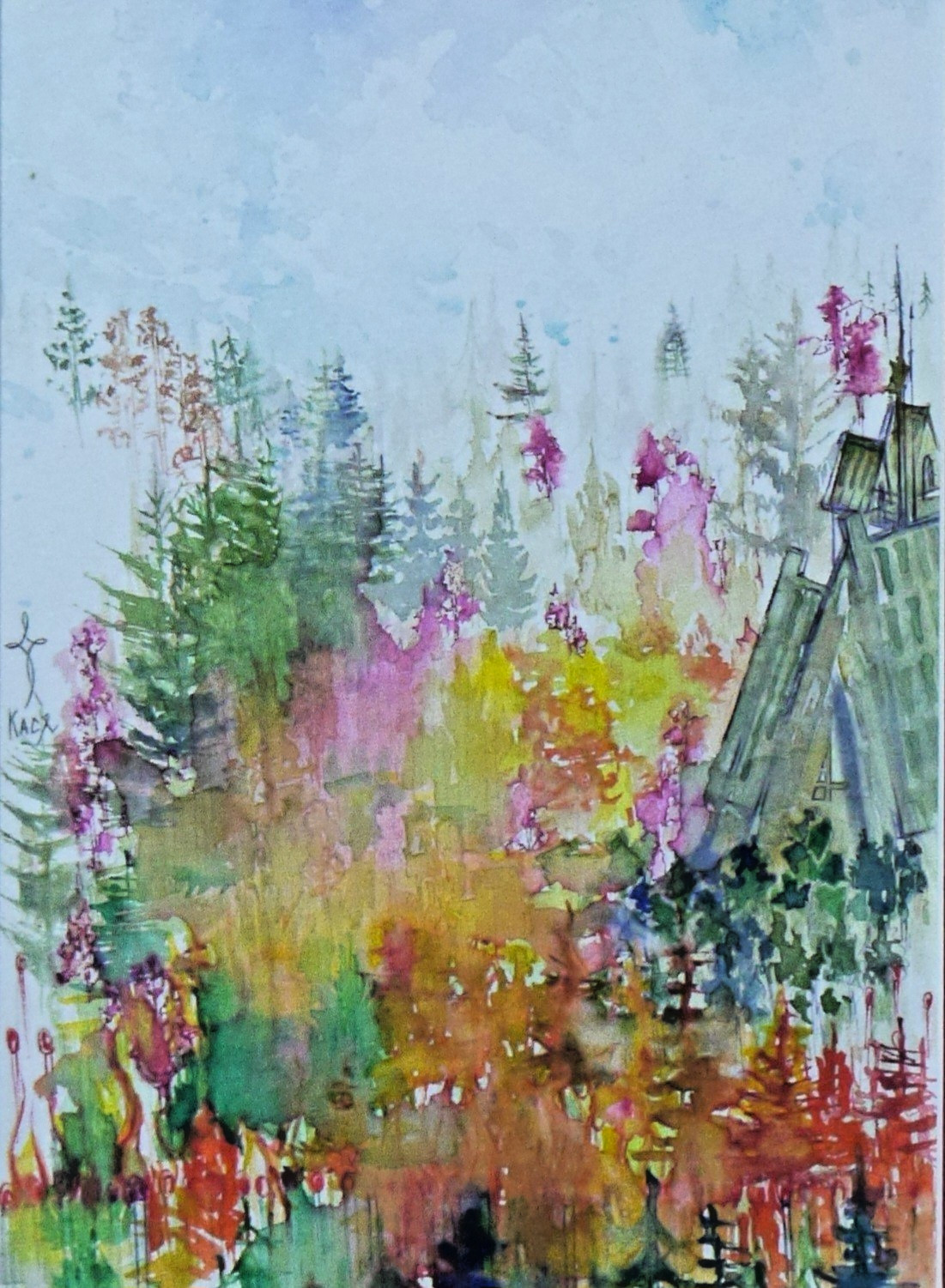 art 705 original artwork 25.5х18.5 cm / 11.22 × 7.28 in watercolor paper framed