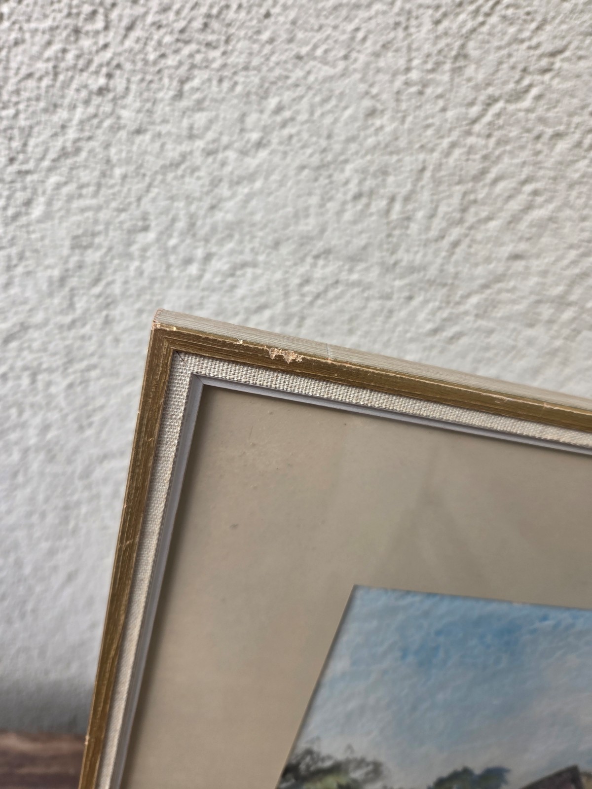 Original Swedish Watercolor Painting 1971, Viken Coastal Village Scene