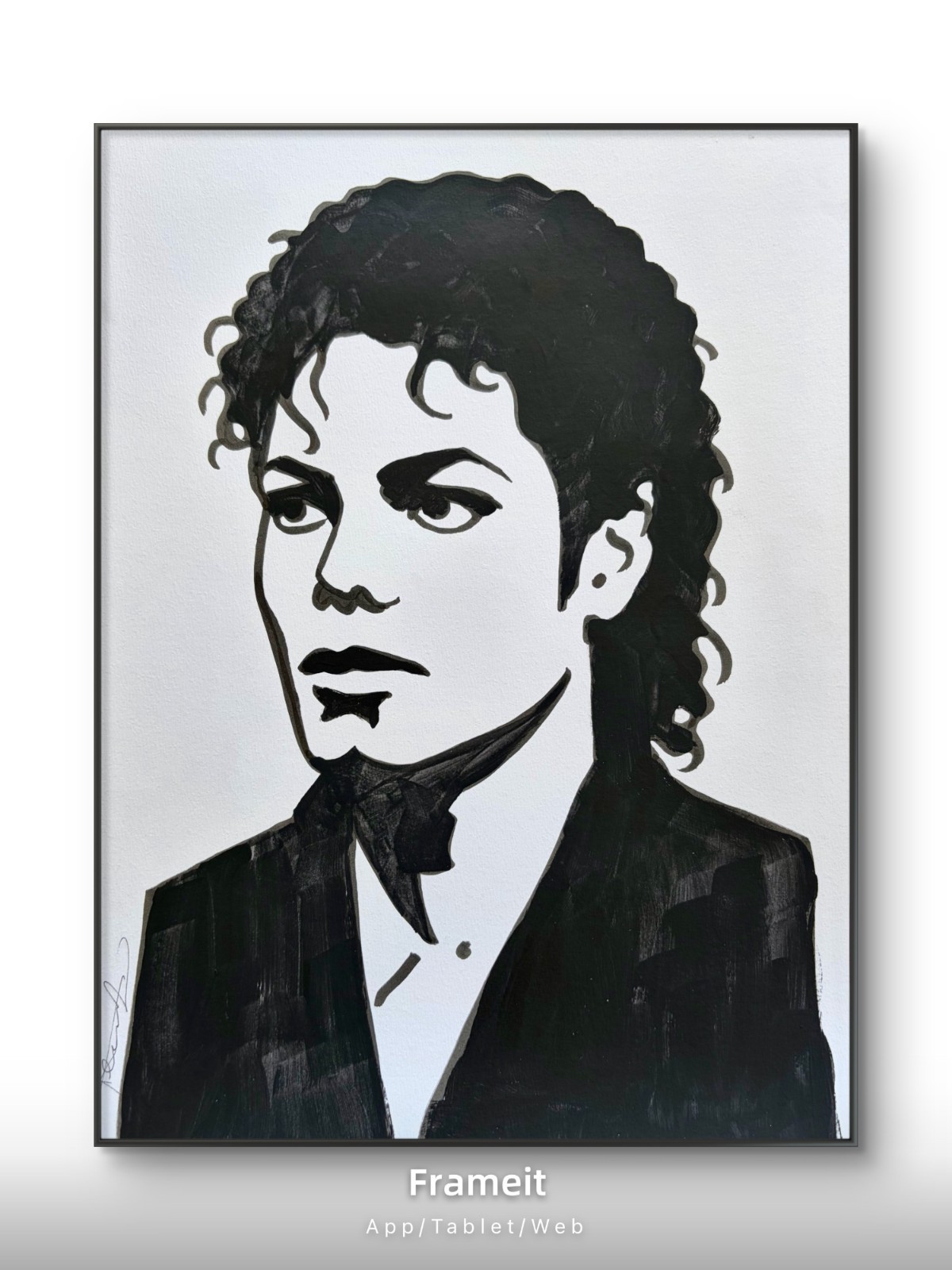 Original Michael Jackson 2 Painting By Alannah Dyer- Acrylic 9×12 in. Singer B&W