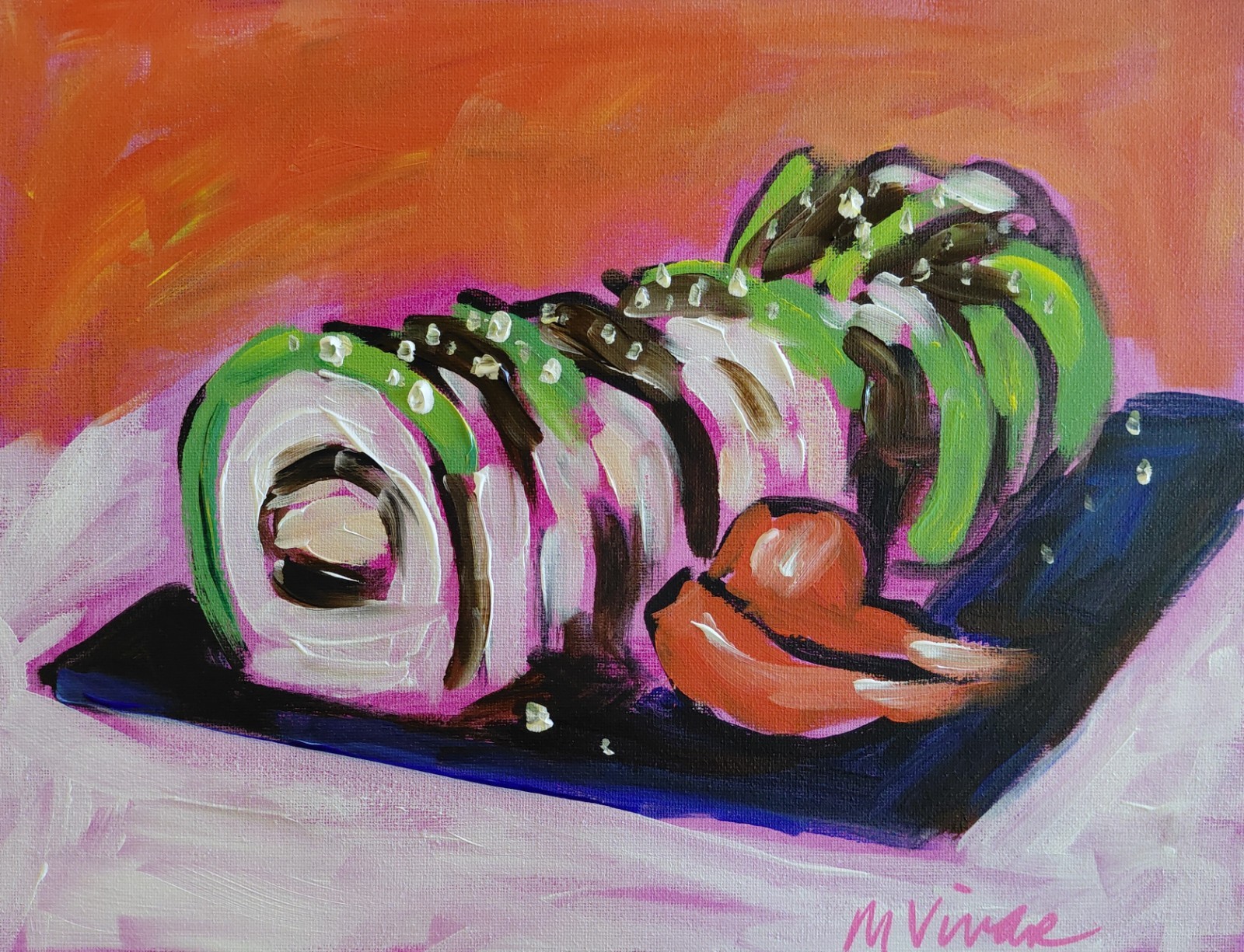 MONA VIVAR 11×14 Pop Art Inspired Abstract Expressionism Canvas Original
