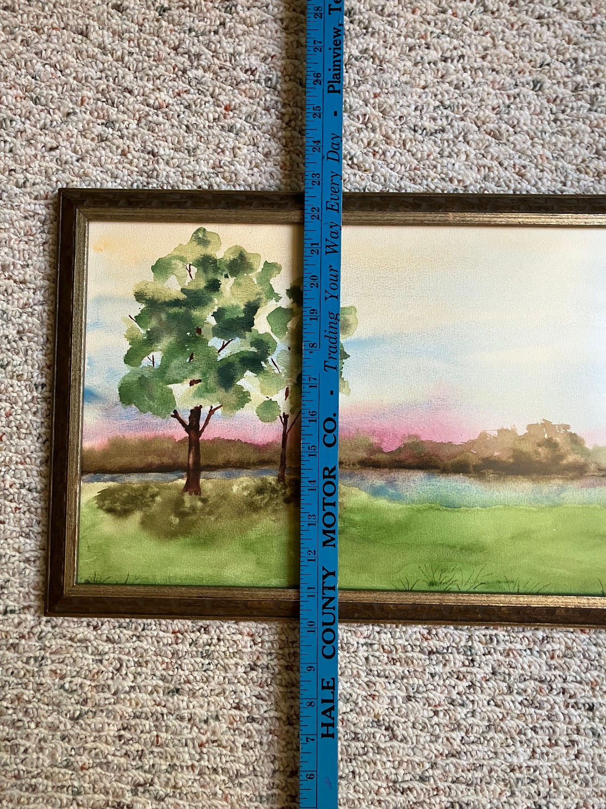 VTG 1960s-70s Original Watercolor Landscape (~12×18) in VTG Frame; Trees, Water