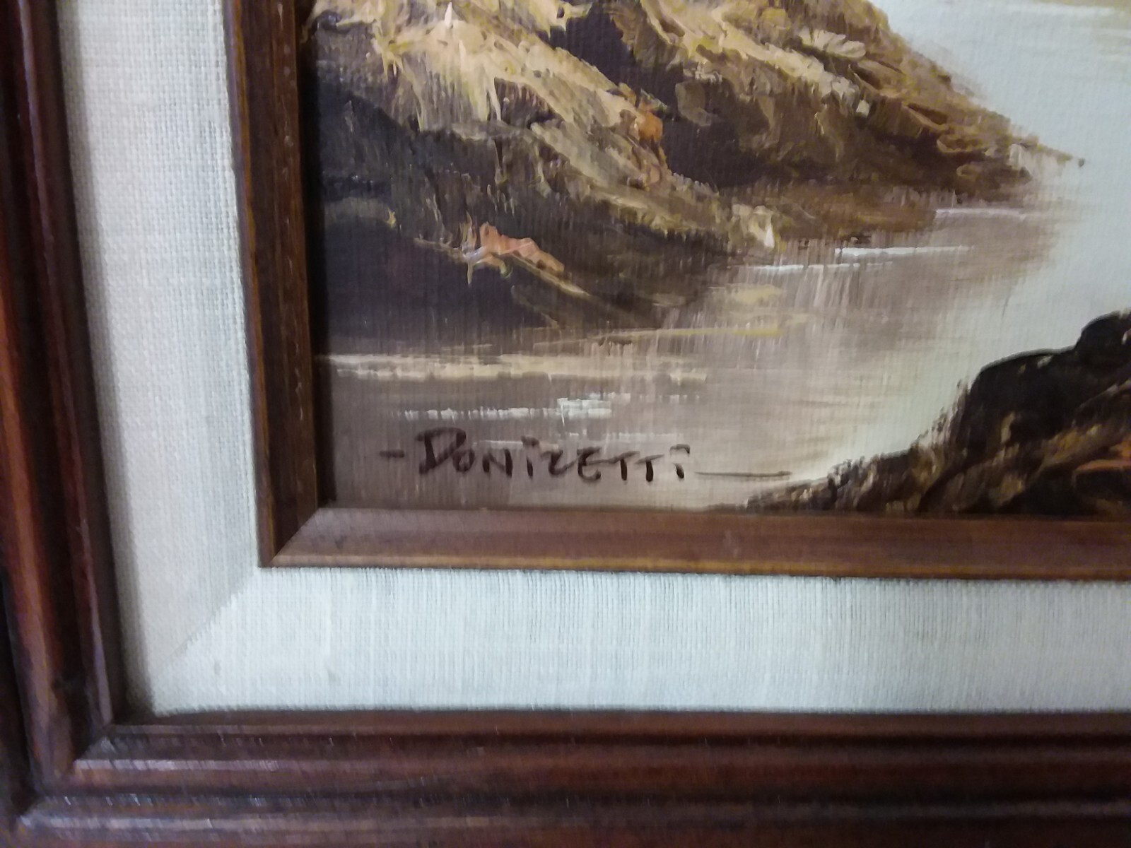 Vintage 8″x10″ Oil on Canvas Landscape Autumn Mountain & Stream-Framed & Signed
