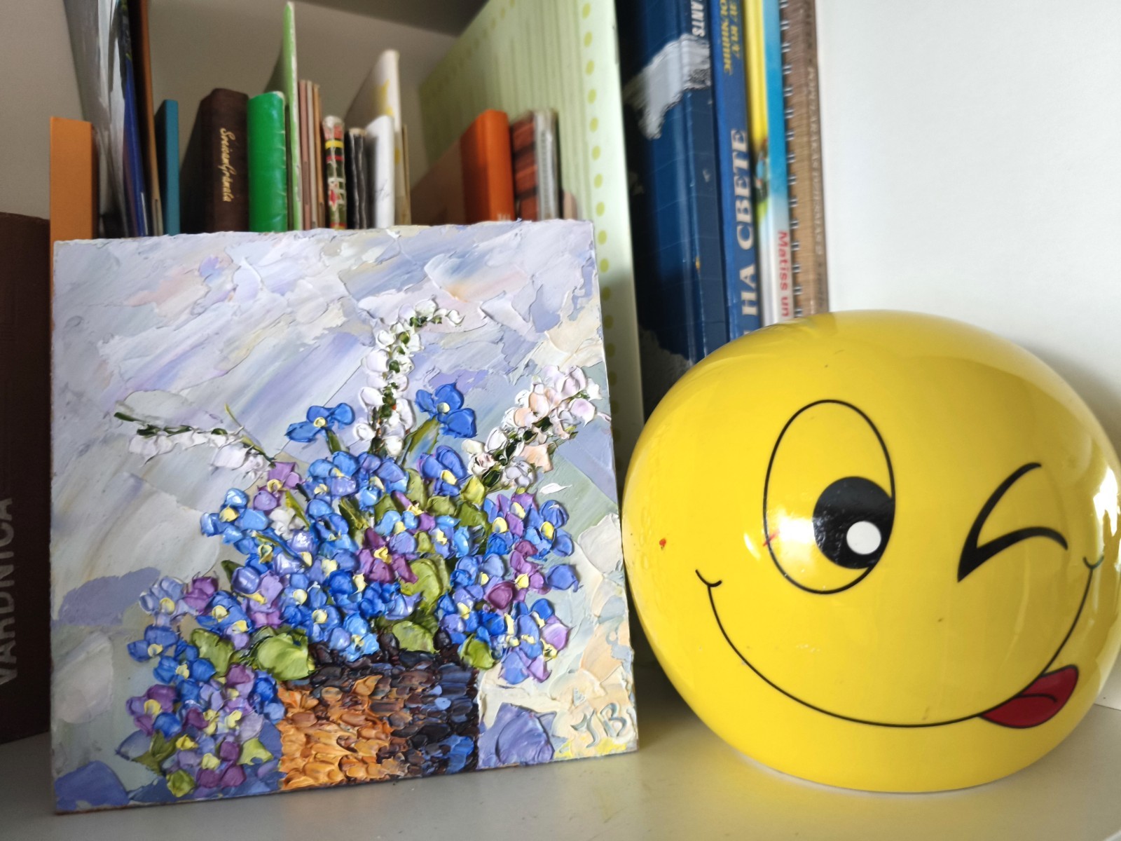 Forget‑Me‑Not Oil Painting Original on Panel 6×6 in Floral Art Signed Artwork