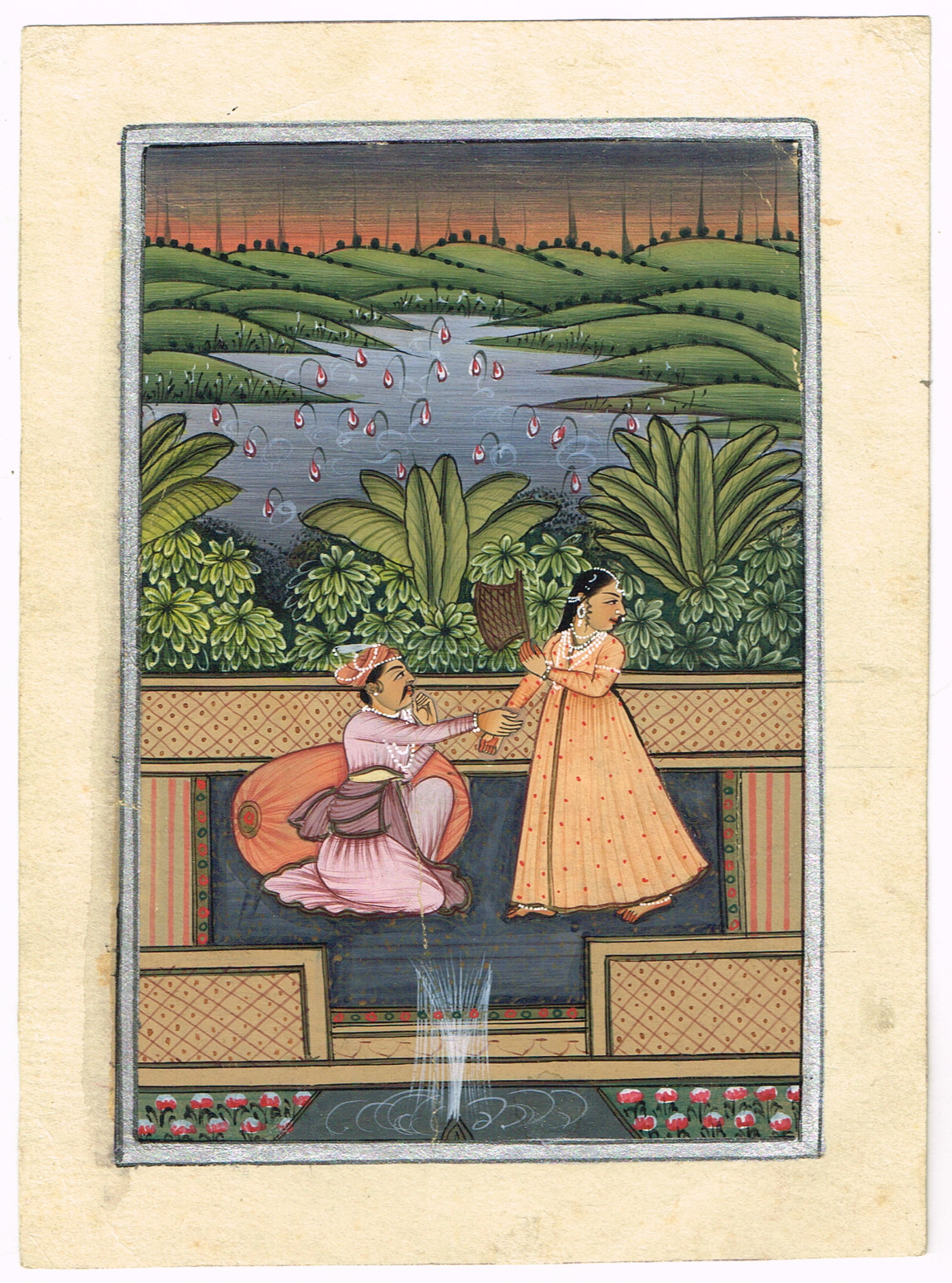 Indian Love Scene Painting Hand Miniature Couple Love Scene On Paper 5×7 Inch