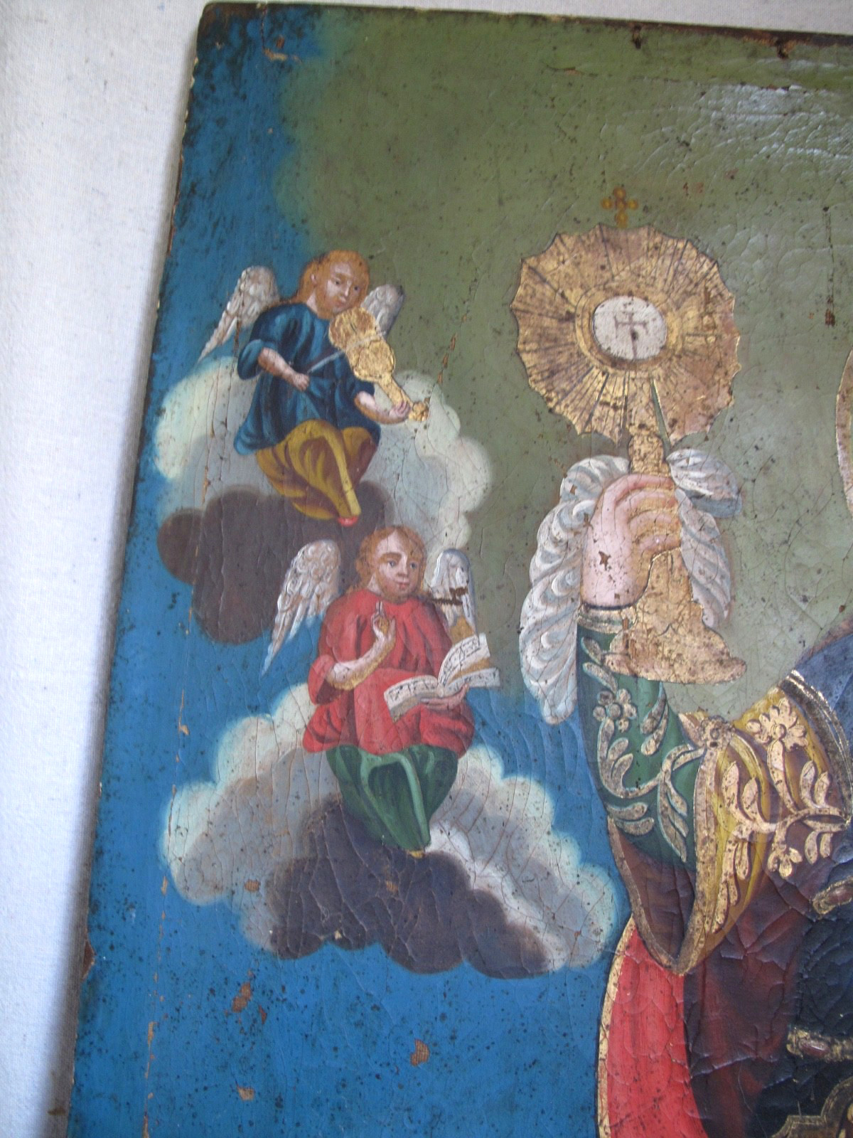 Antique 18th c. Spanish Colonial «Santa Barbara» Oil Painting 27 «X 38» Mexican