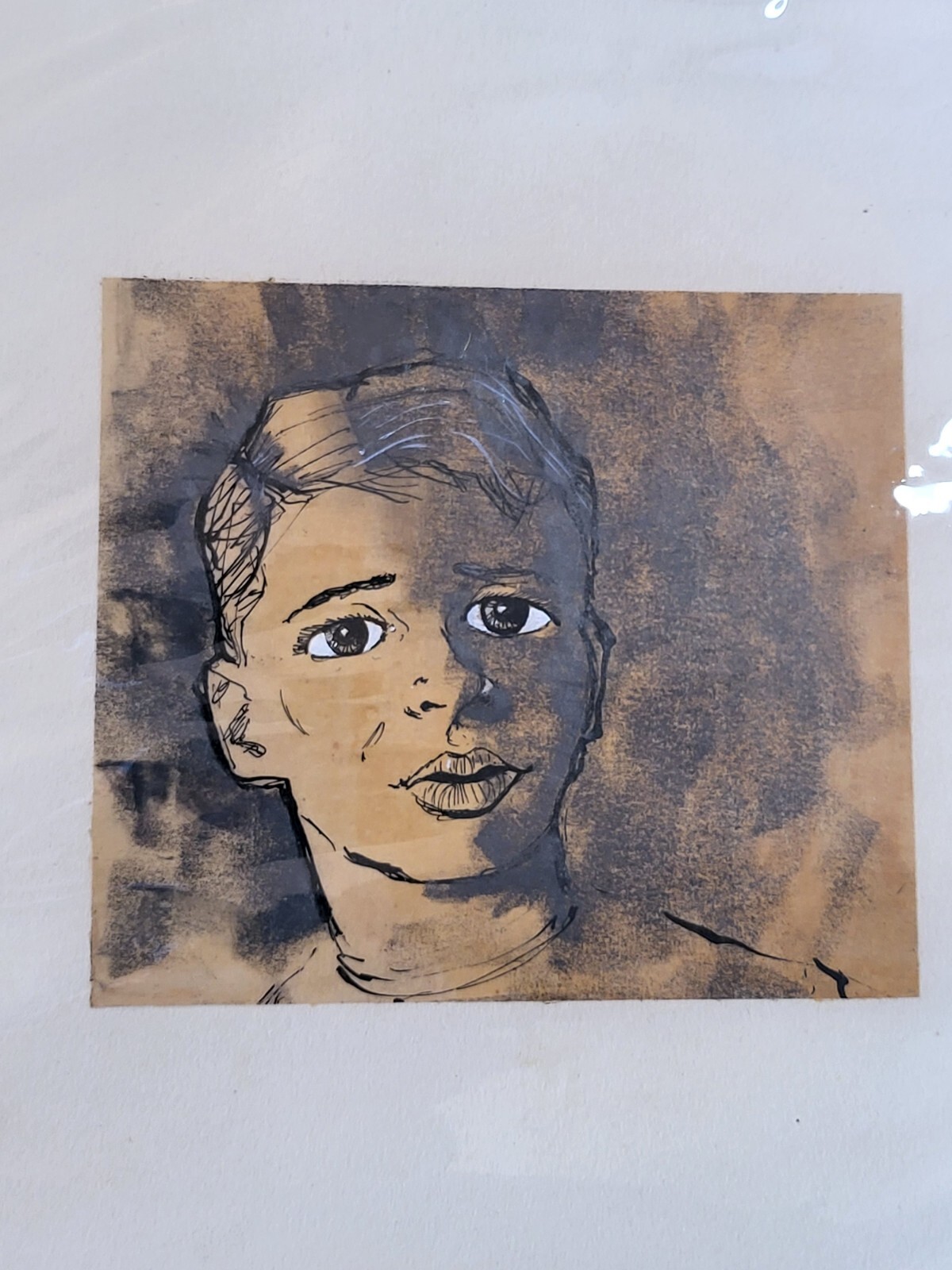 Sketch of a child Boy Vtg Drawing Portrait Not Signed By Artist
