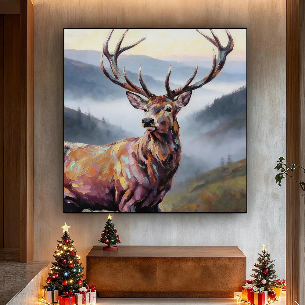 Home Decor Wall Art Abstract Animal Deer Elk Hand Painted Oil Painting on Canvas