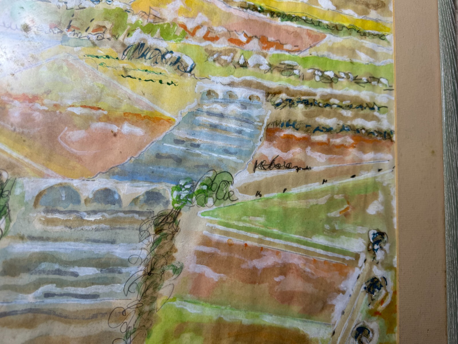 Nancy Hebard (1921-2000) «Study For Perigold Now Series» Mixed Media Painting