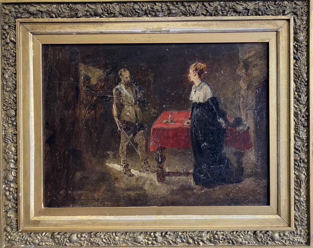 ANTIQUE OIL PAINTING John Seymour LUCAS (1849-1923) The Confrontation To $36,500