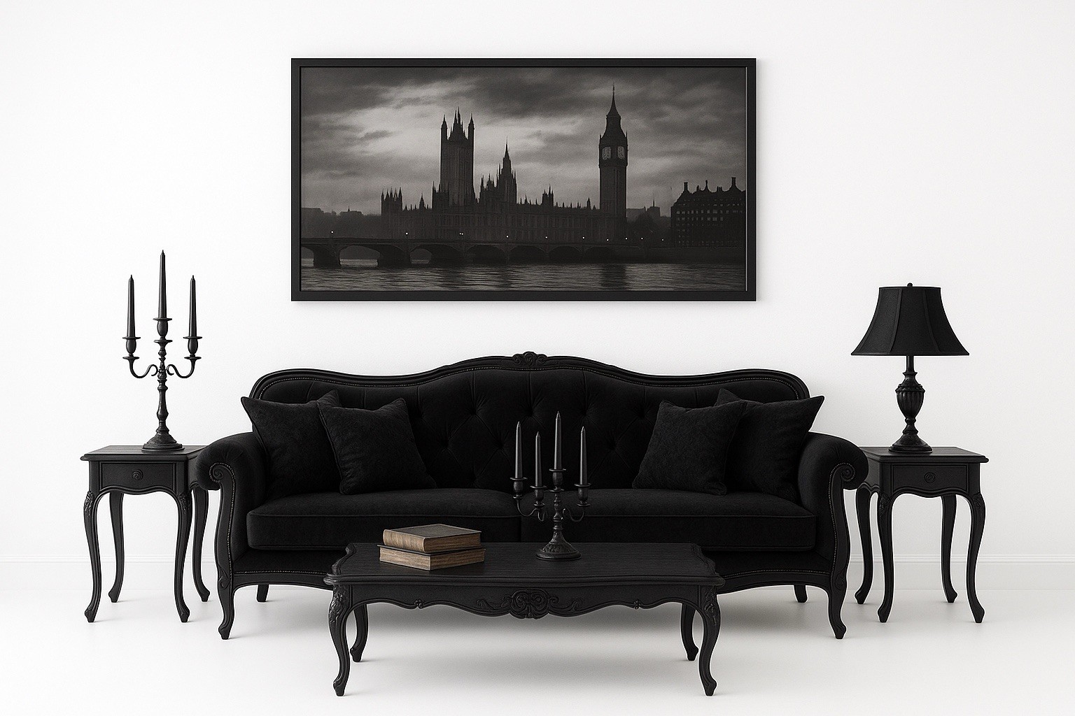Gothic Oil Painting London Bridge Twilight Fog WJ Williams Vampire Aesthetic