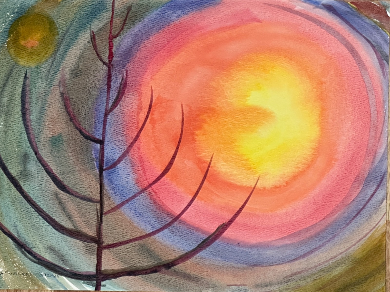 ALICE GUZMAN ORIGINAL WATERCOLOR PAINTING 11″ X 15″ NEW MEXICO ARTIST 1980’S
