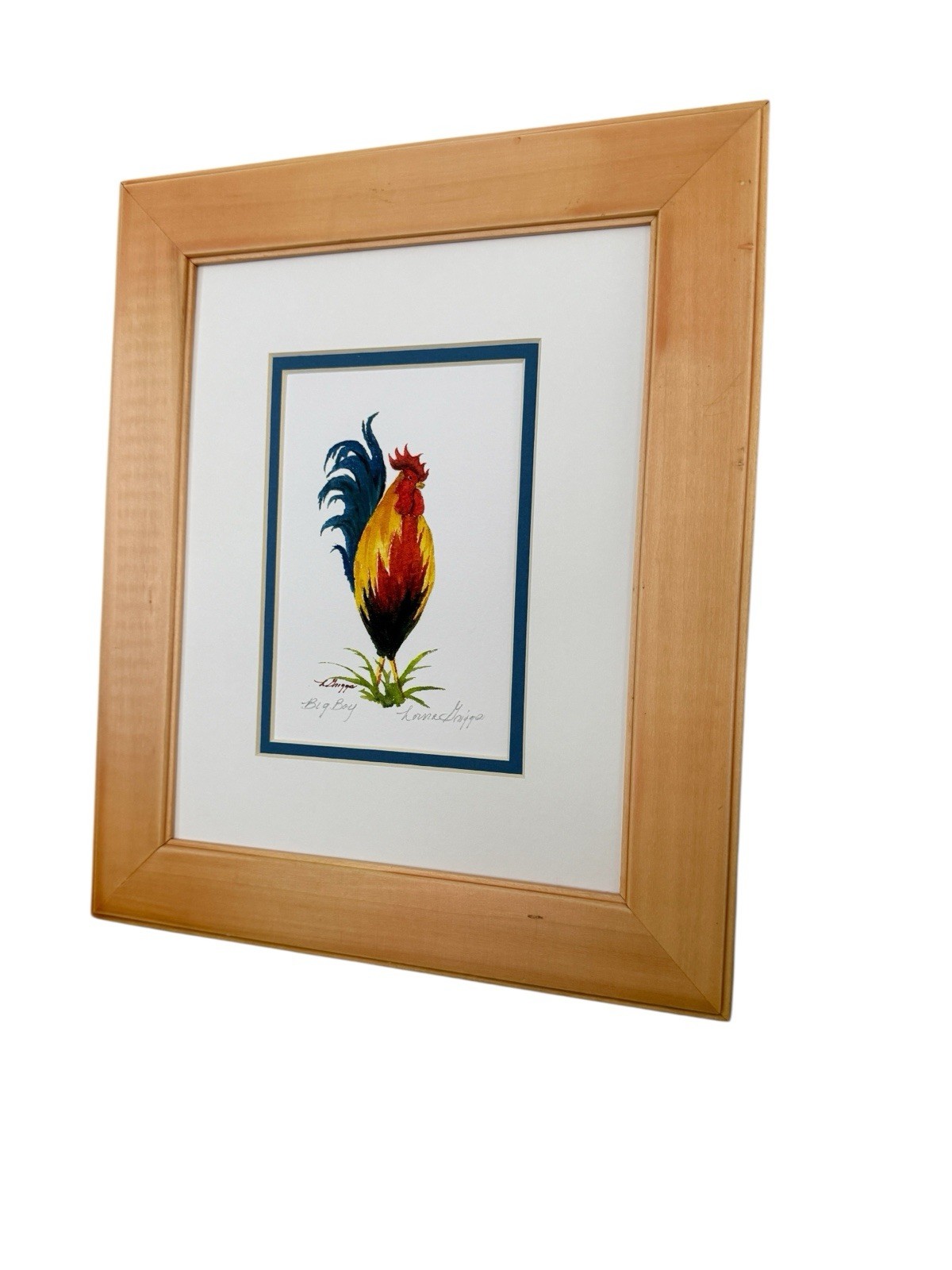Signed Original Rooster Watercolor Framed – Tropical Island Gallery Art