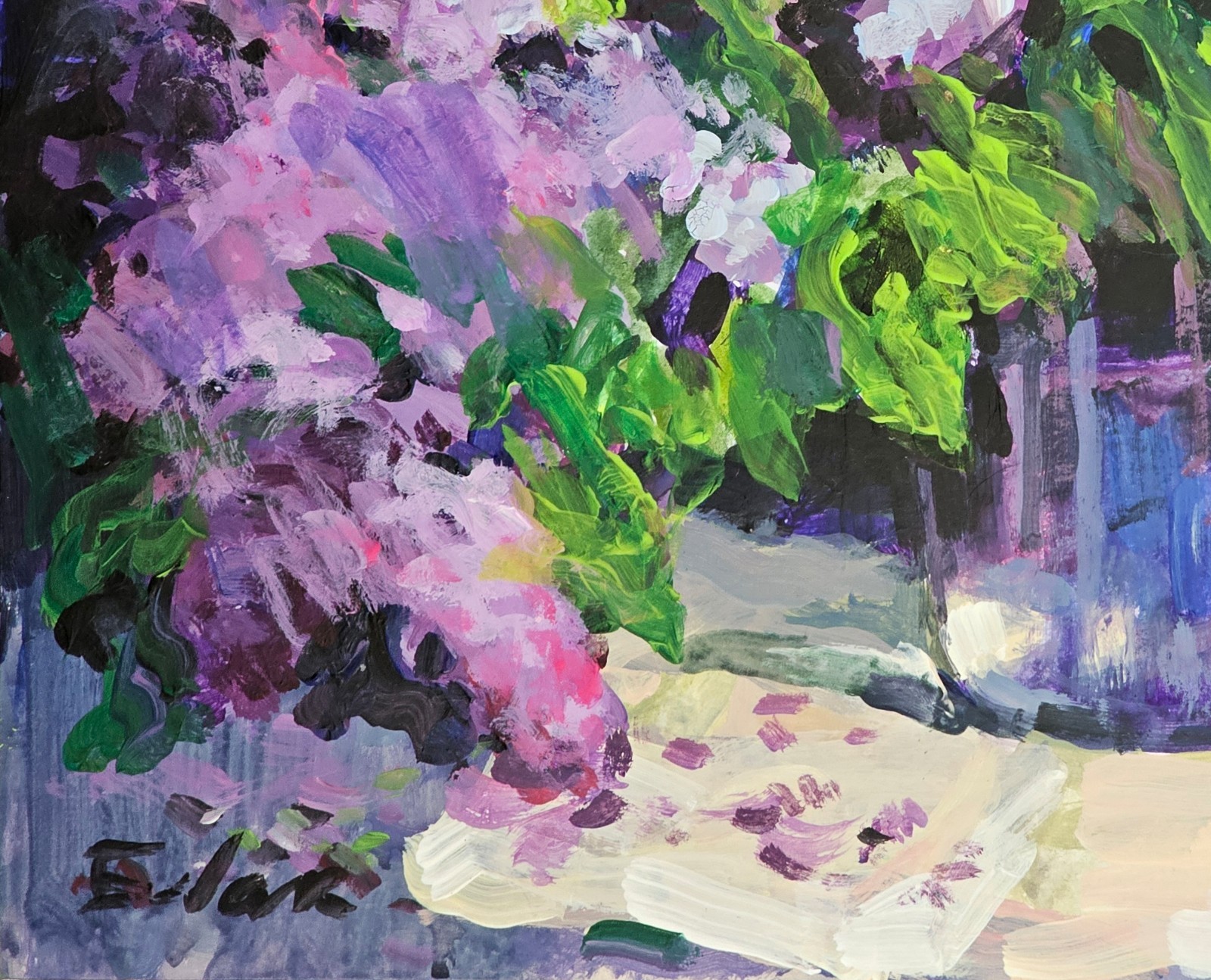 Oil painting Lilac Bouquet Ukrainian painter canvas Unframed original still life