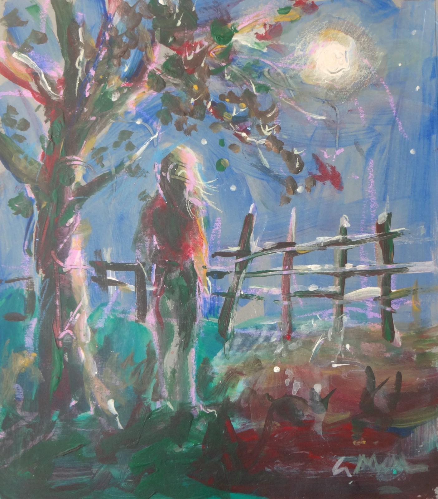 GERRY MILLER – Original Art. «The Moon». 21 x 23 cm. Unframed.