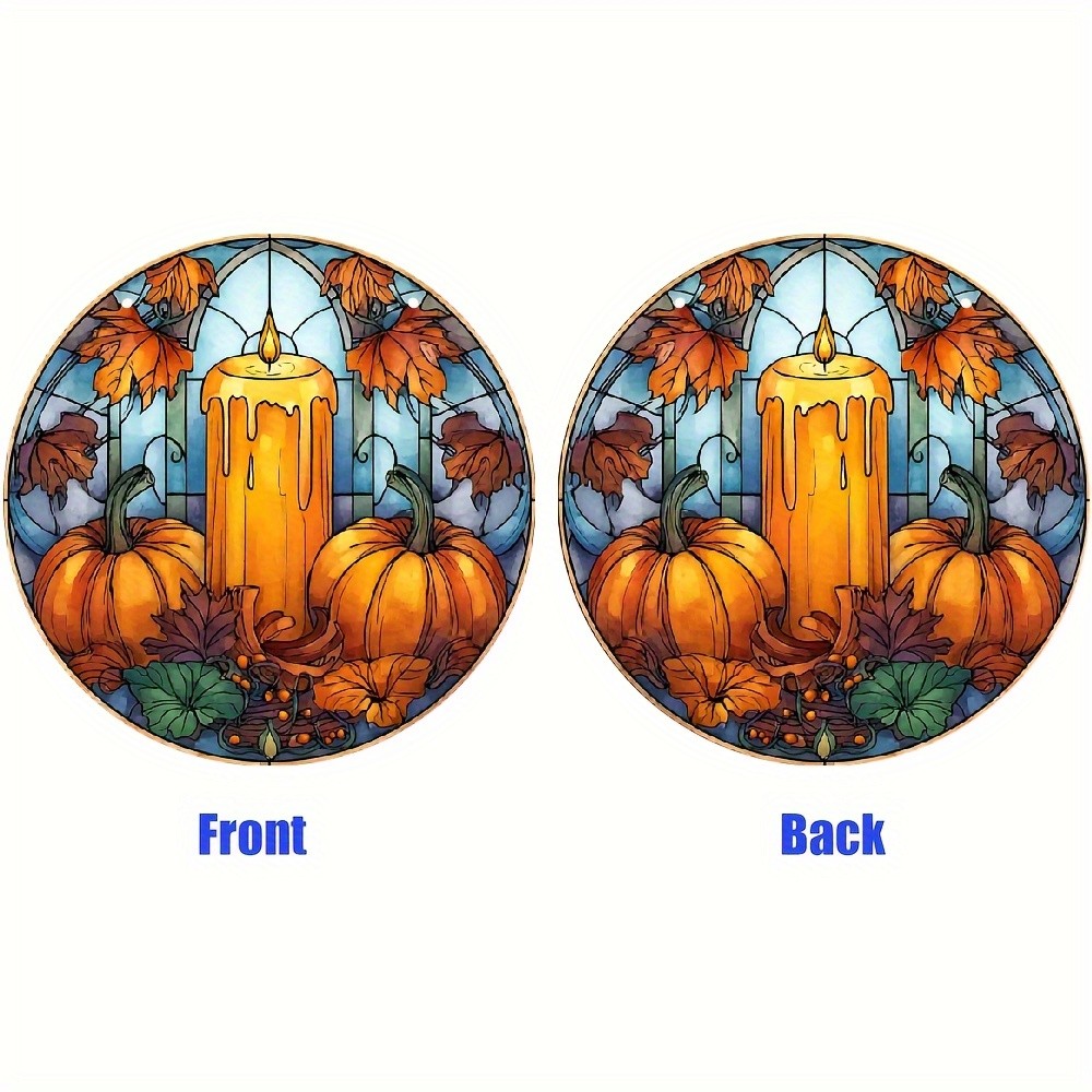 Autumn Pumpkin Candle 7.8″ Window Decor