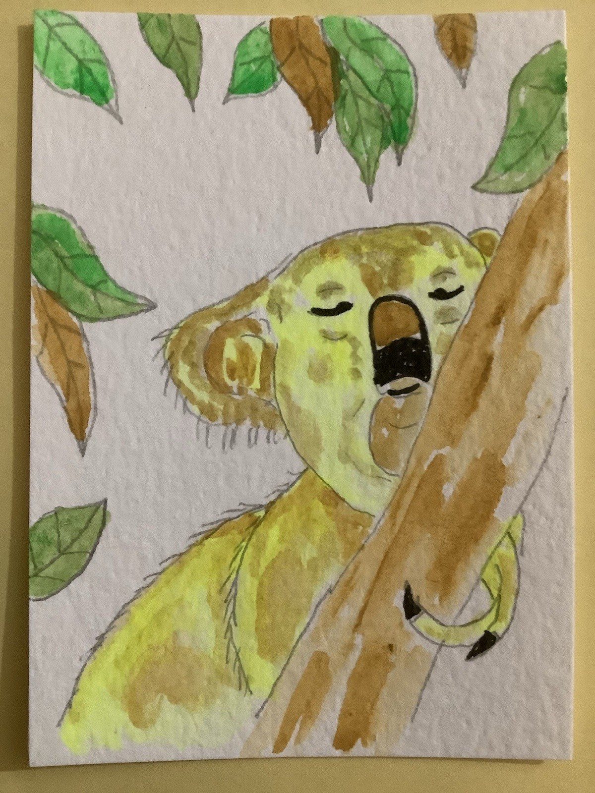 ACEO ART CARD KOALA BEAR WATERCOLOR ORIGINAL PAINTING
