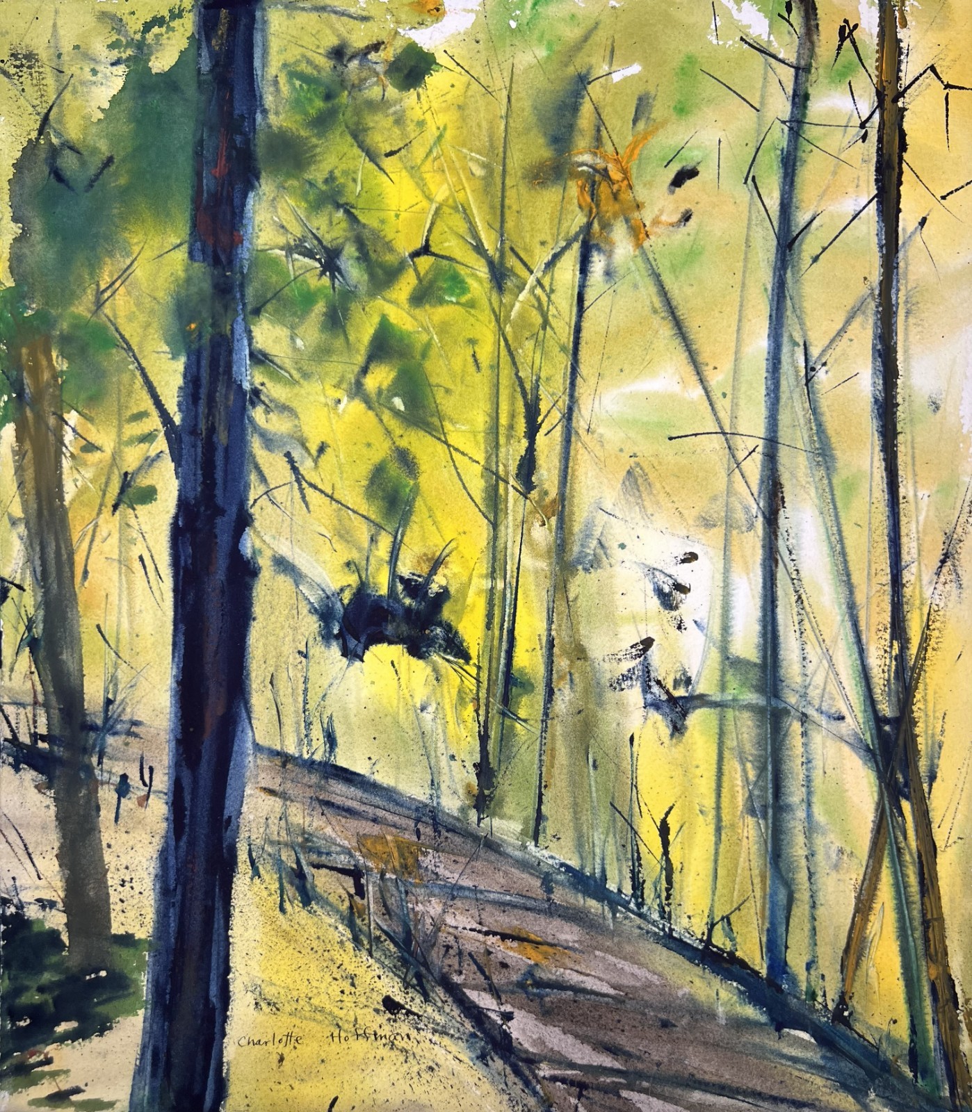 Landscape in Woods-Charlotte Hoffman–Watercolor–Mid-20th Century-New York Artist