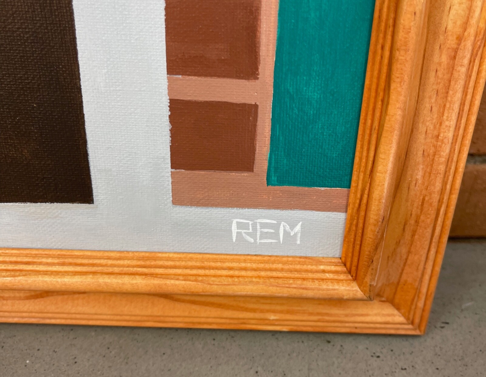 Vintage Geometric Shapes Abstract Painting Art Wall Hanging Signed REM Menges