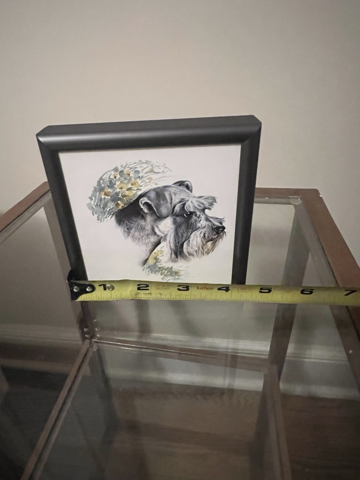 Framed Schnauzer Dog Artwork Realistic Pet Portrait Pewter Frame