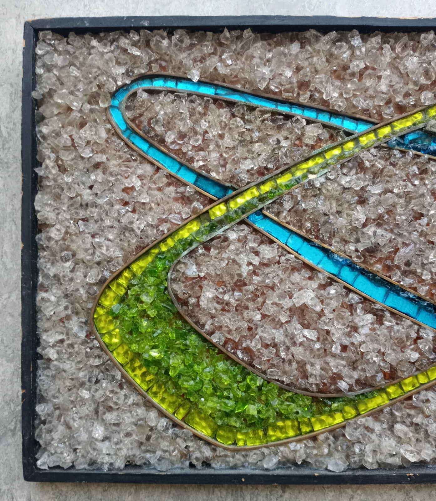 Mosaic Picture Glass Art Abstract Composition Mid Century American