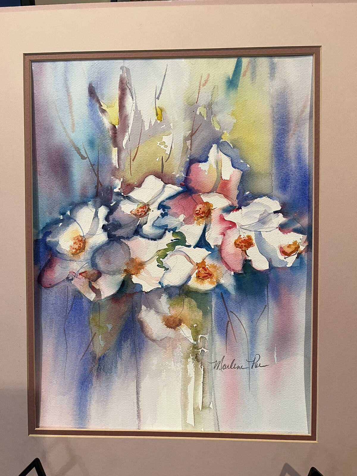Origin Painting 12×16, Pretty Abstract Flowers Daffodils OOAK