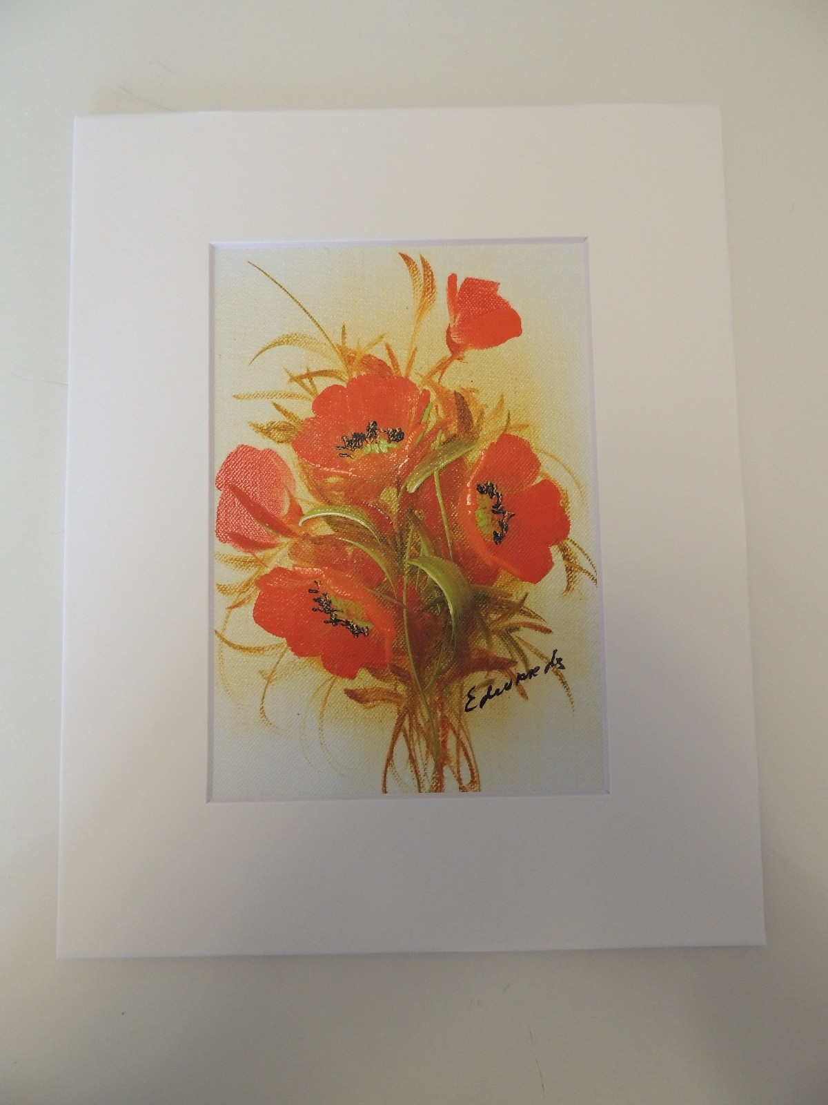 Flower Bouquet Red Poppies Matted by Edwards (AW017)