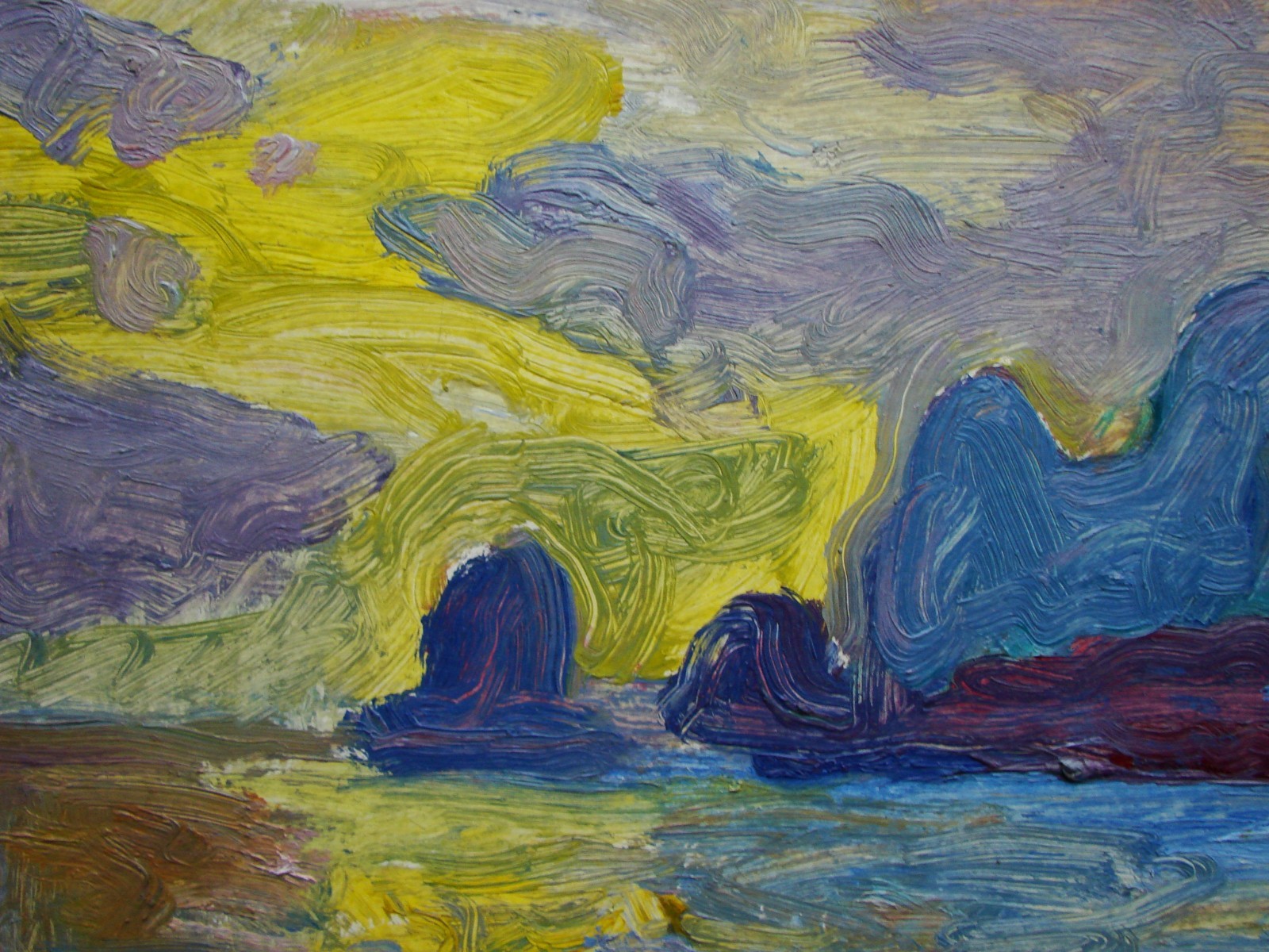 Ukrainian Soviet USSR Oil Painting seascape modernism fauvism sunrise cliffs