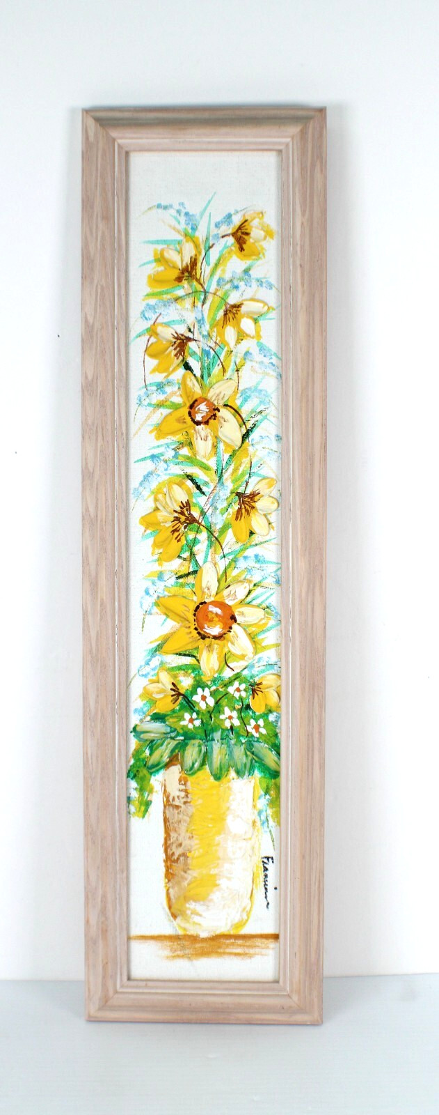Vintage Small Floral Oil Painting On Canvas Signed Illegible