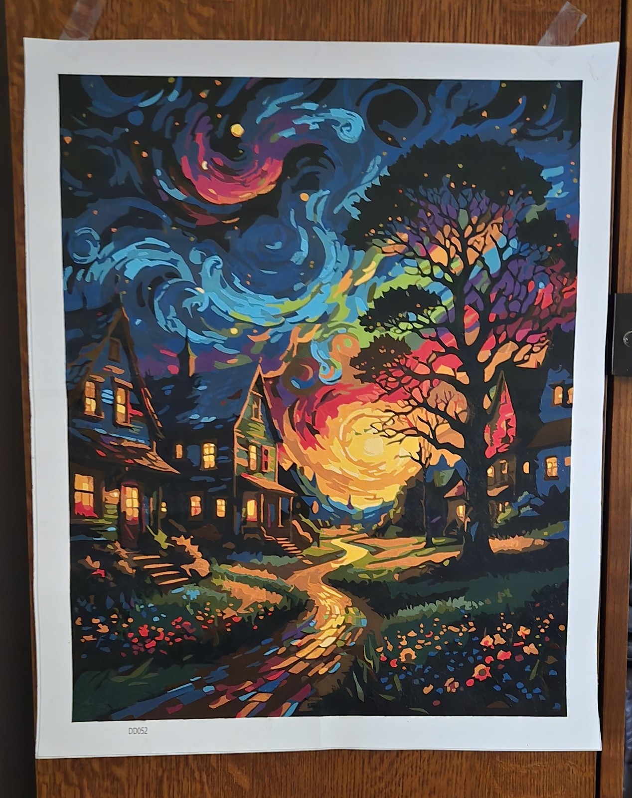 Starry Night Starlit Sky completed Paint by Number Canvas 16 X 20 Unframed