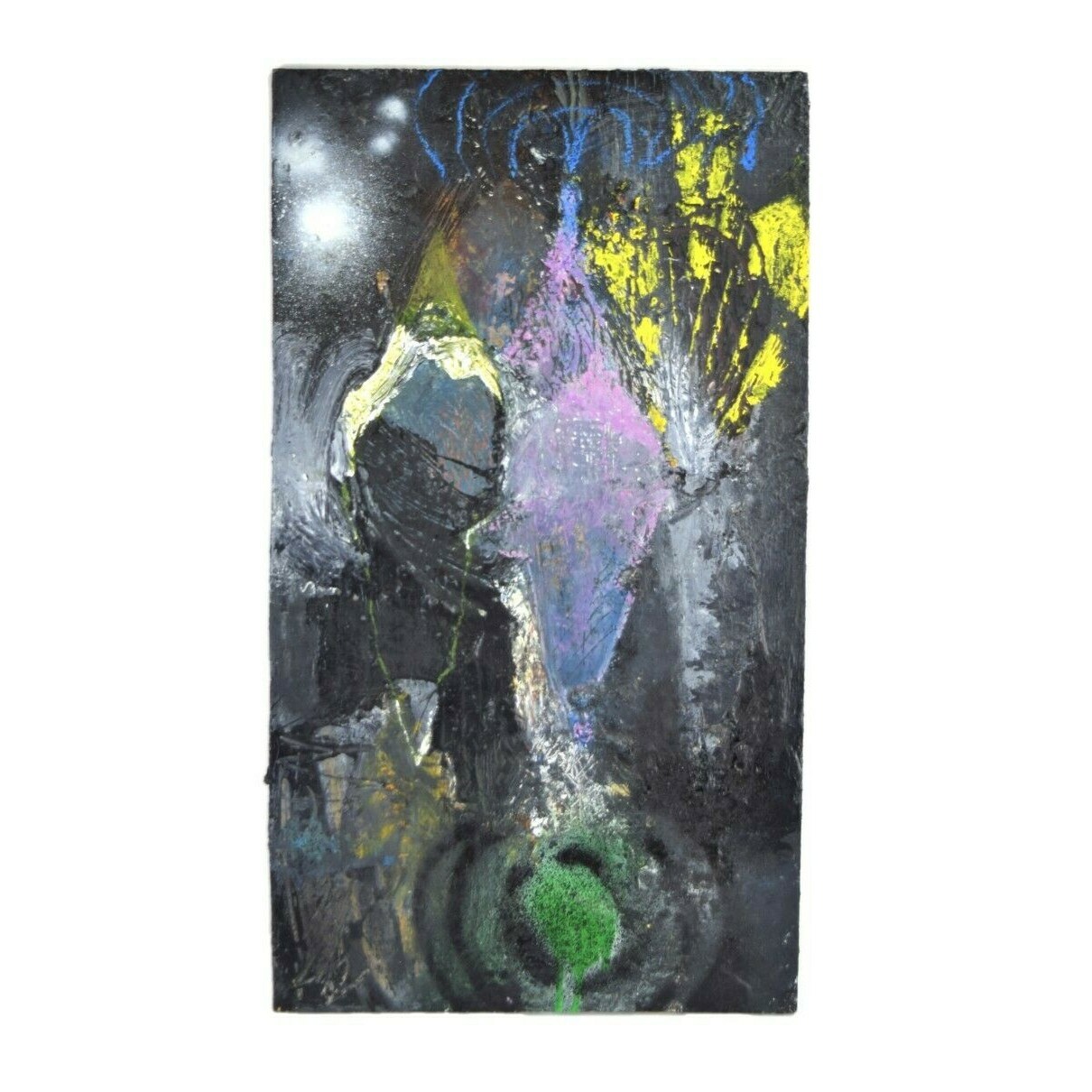 Vintage Mid-Century Modern Abstract Oil Painting Impasto on Plywood