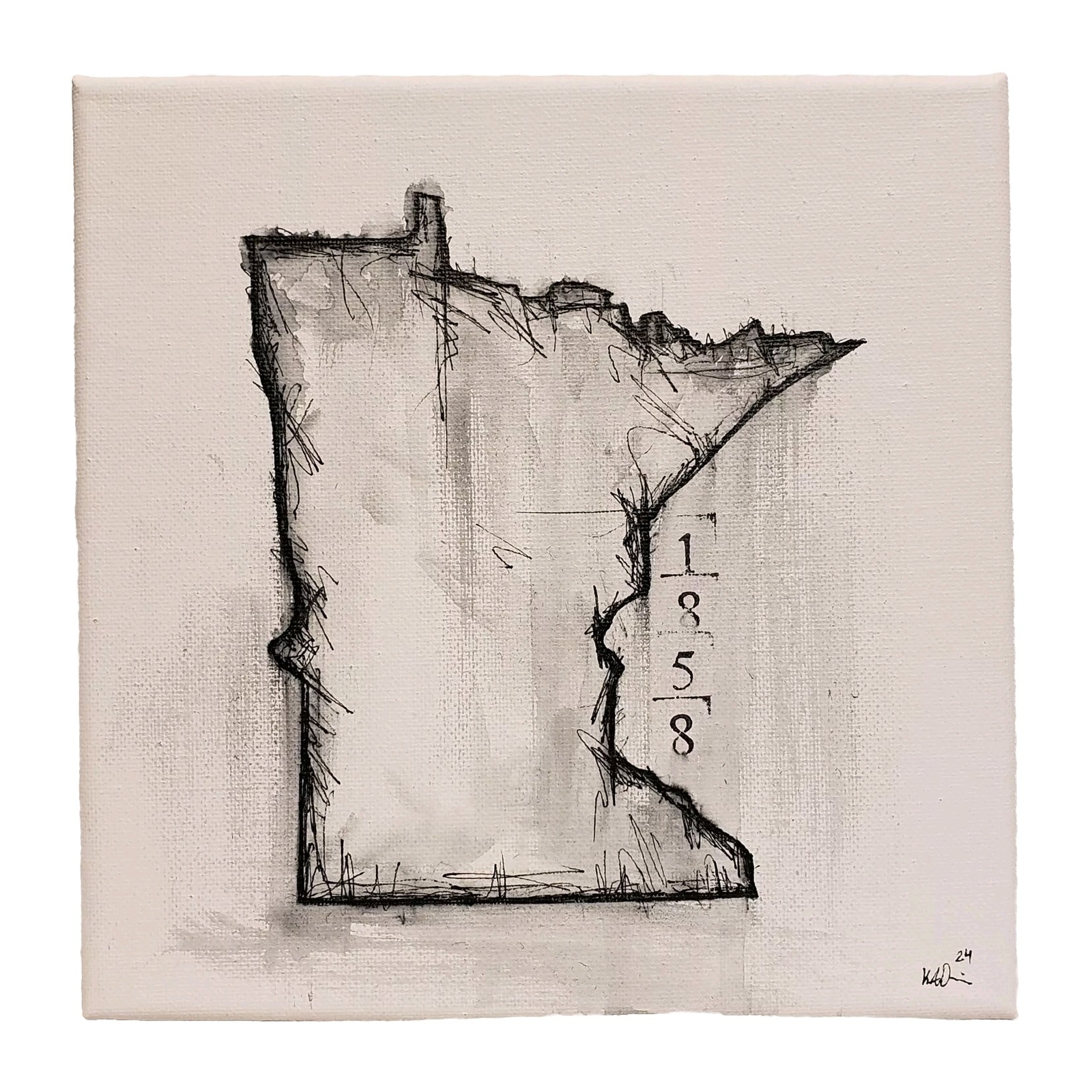 Original Abstract Modern Minimal Ink Painting By K.A.Davis » Minnesota «