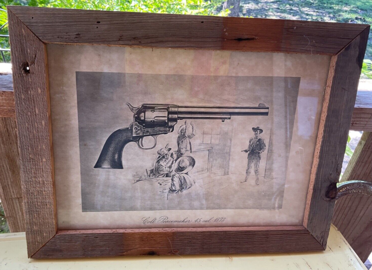 Vtg Colt Historical Prints Peacemaker .45 Cal. 1873 picture Framed wood frame