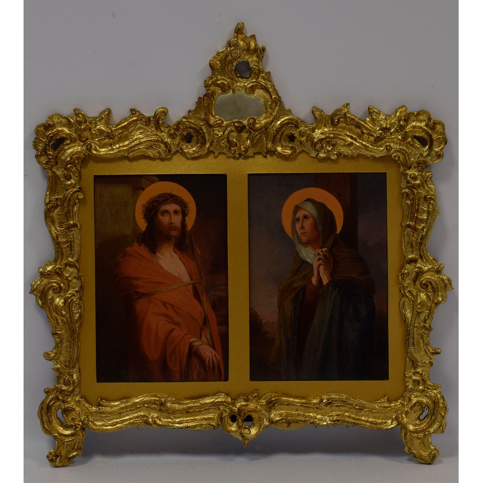 Ca.1900 R.Uhlmann, Old oil painting Jesus and Mary 20,3×20,1 in