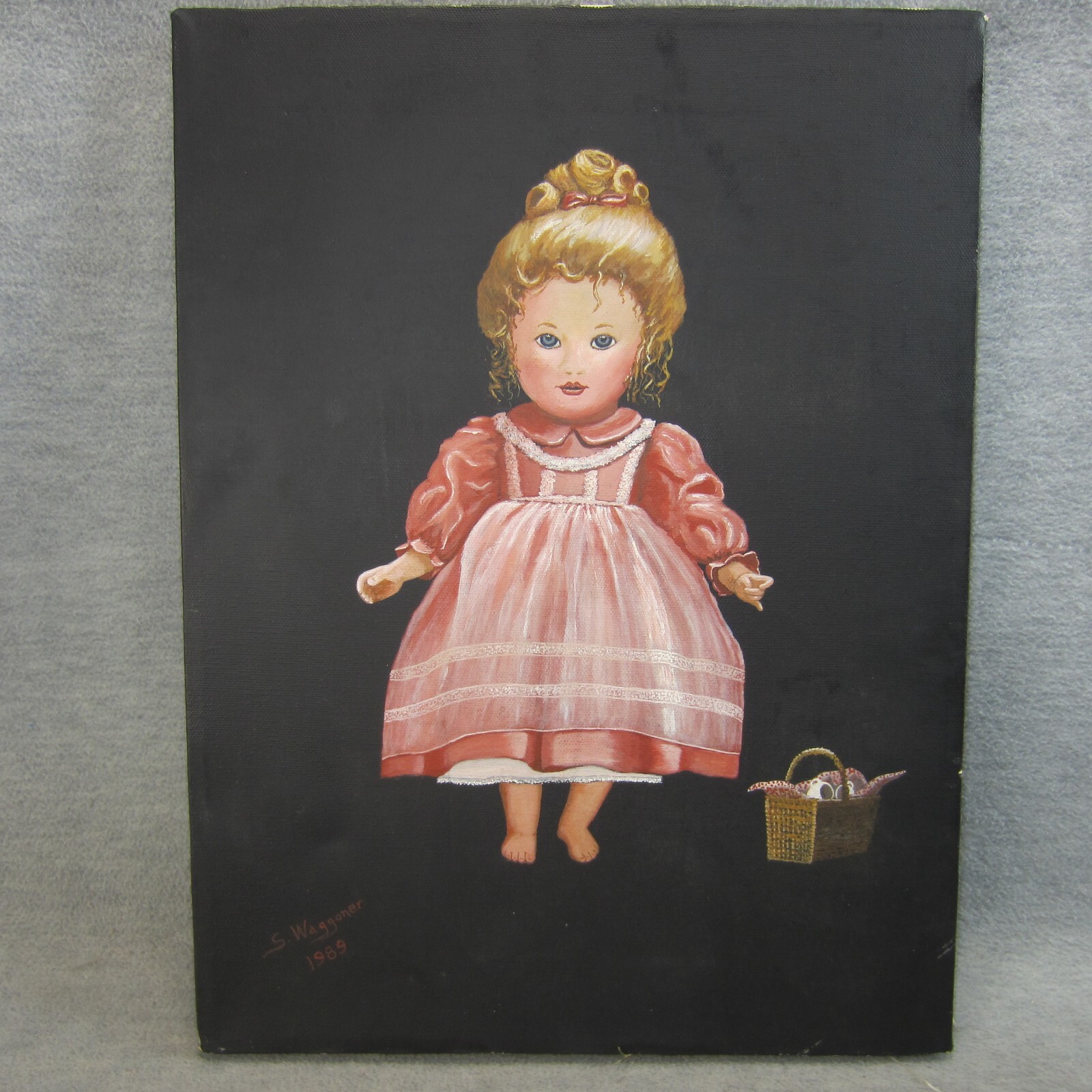 EMMA Original Folk Art DOLL Painting Artist Signed Schuley Waggoner Whimsical