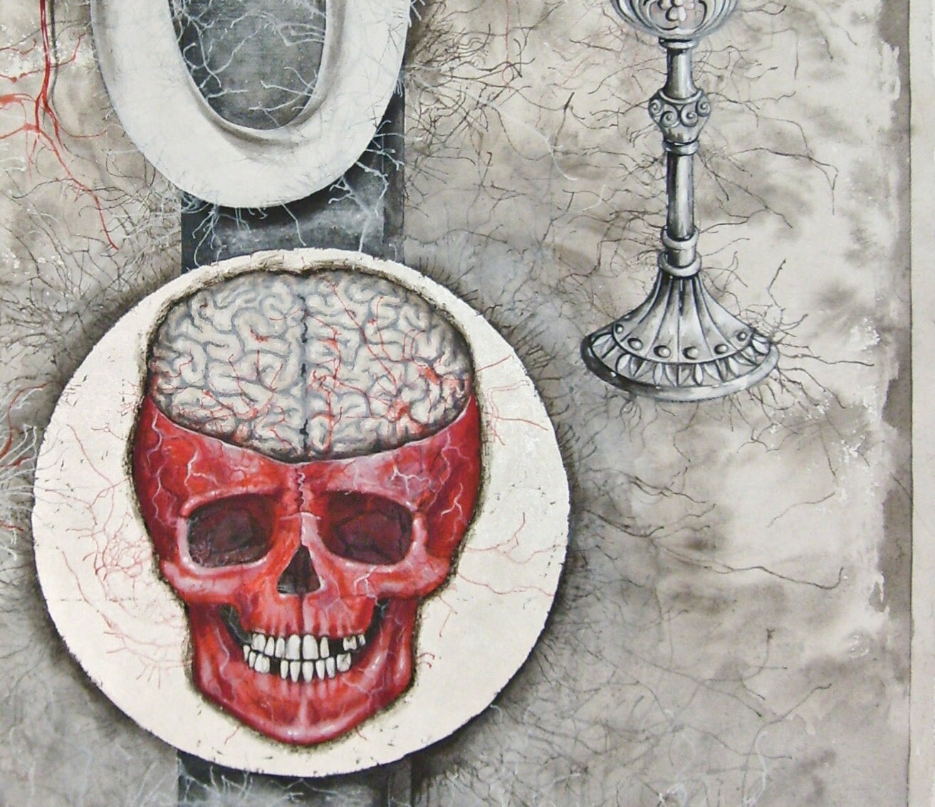 snake skull alchemy contemporary art painting canvas modern realism figurative