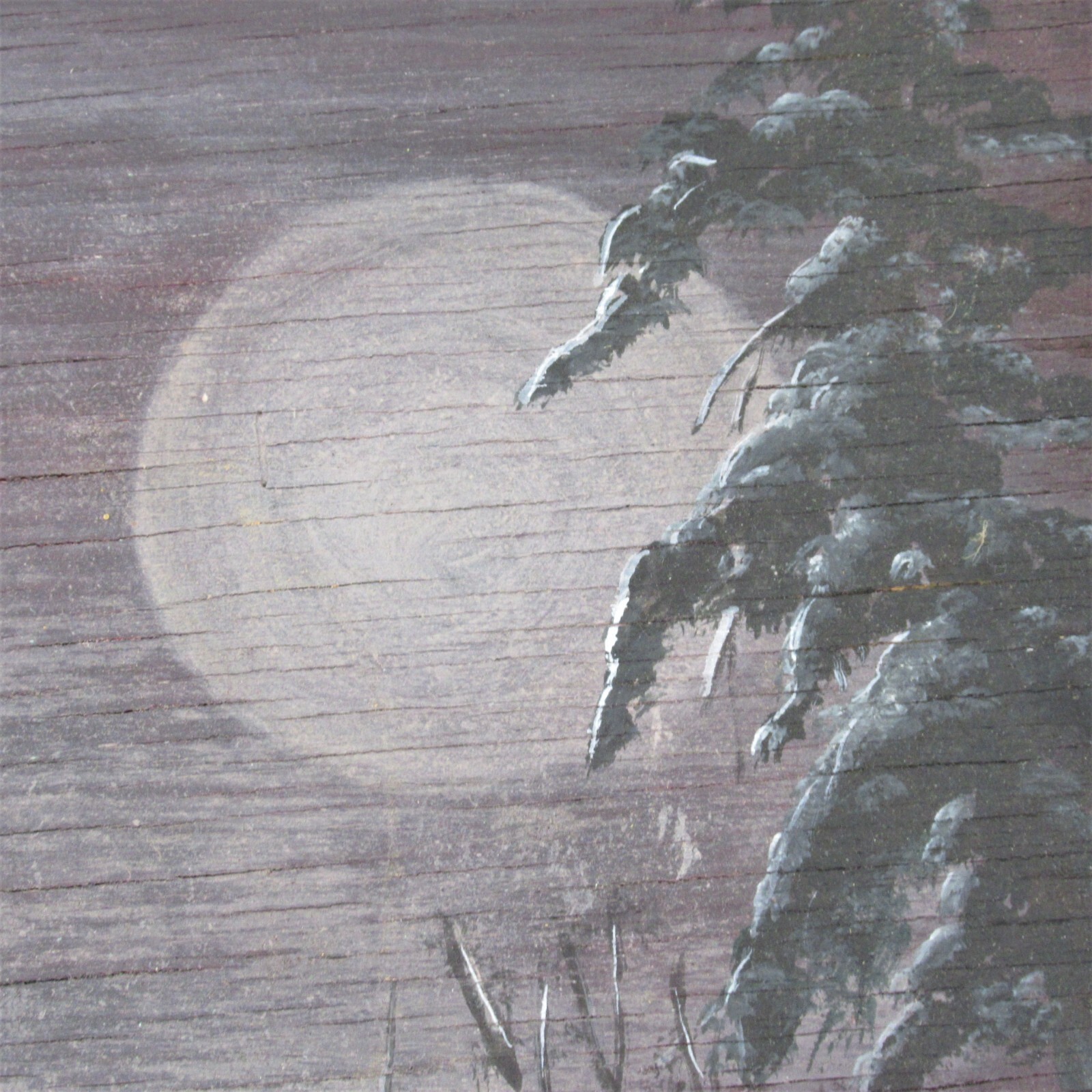 Moose painting on wood Lori Paineak Wood ‘n Art Dorset 2009 night moon 9 x 11