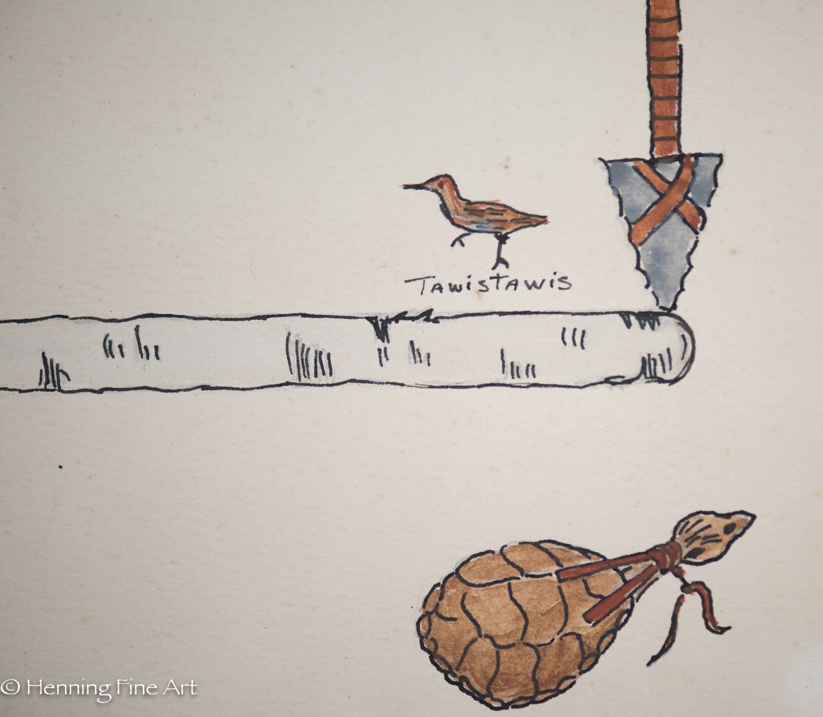 Fine Seneca Native American Hand Written Poem and Watercolor by Reva Berkmeyer