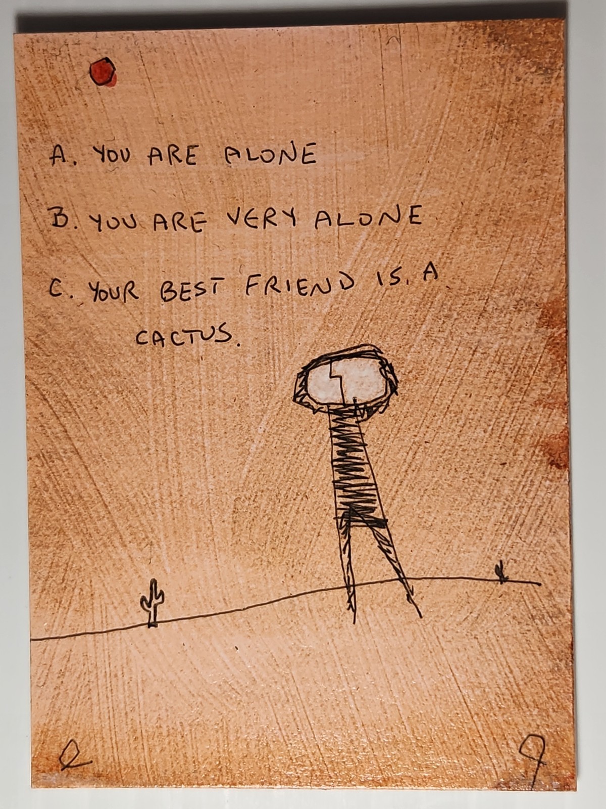 e9Art ACEO lone person in the desert outsider art brut naive