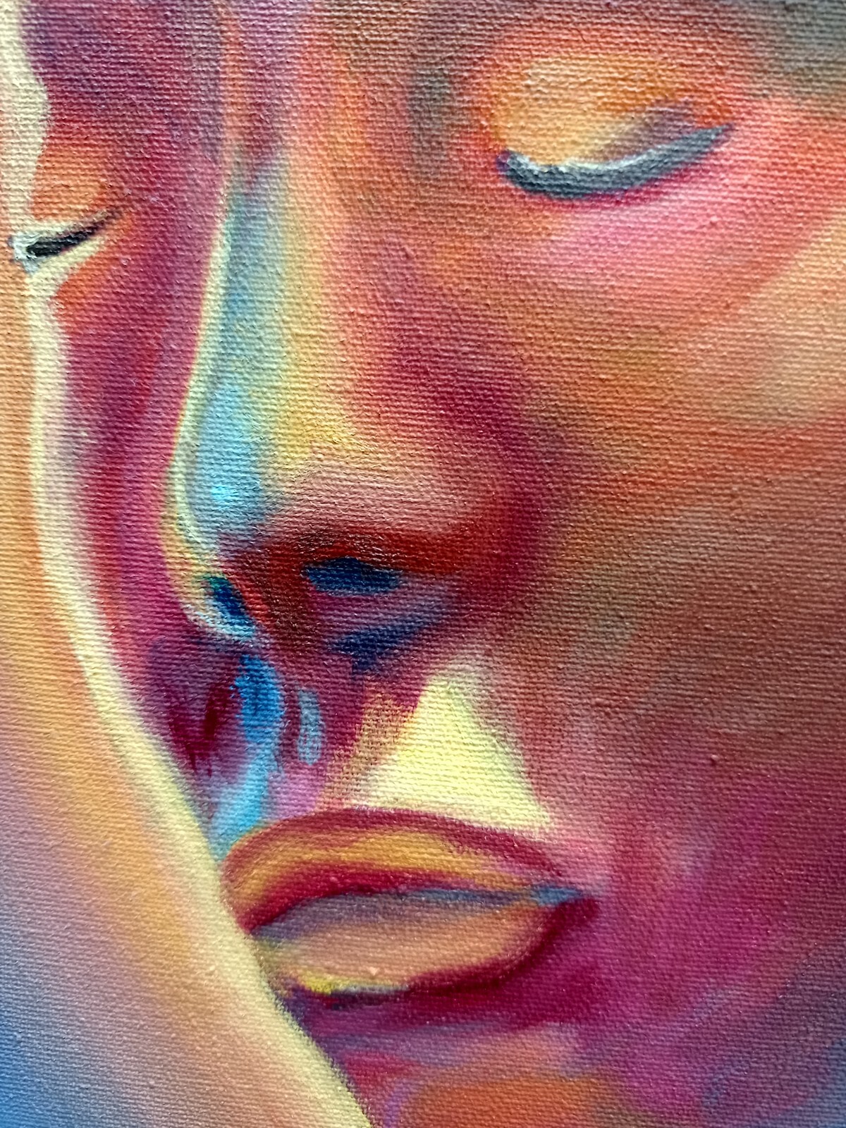 Relax Woman Oil Painting 80×40 cm Zen Rest Portrait Original Painting on Canvas