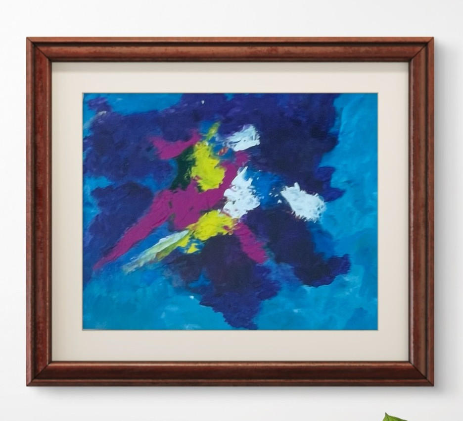 Original «Lights in the Sky» 9×12 Canvas Expressionism Abstract Design Home Art