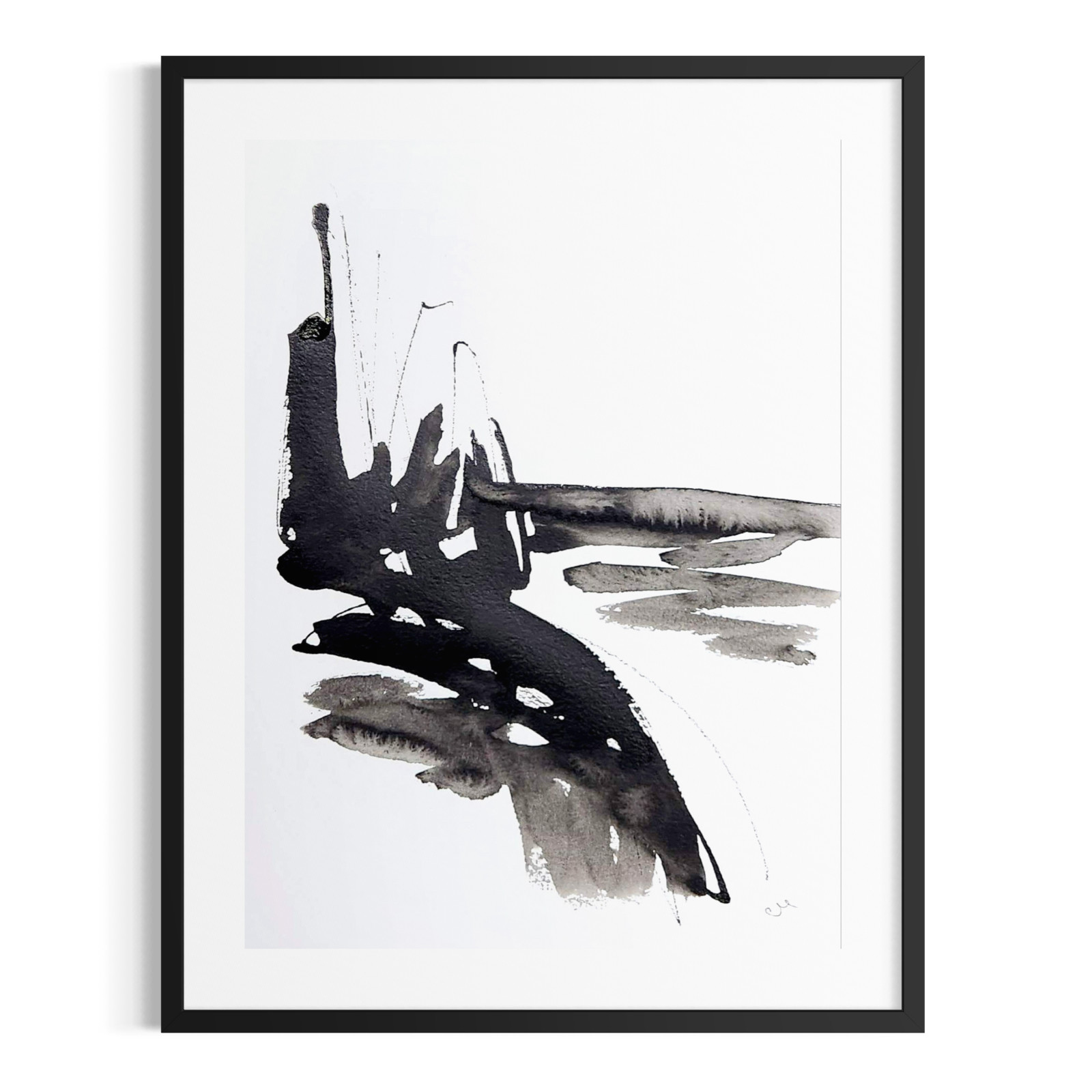 Original Abstract 9×12 Black White Landscape Canvas Wall Art Minimalist Signed
