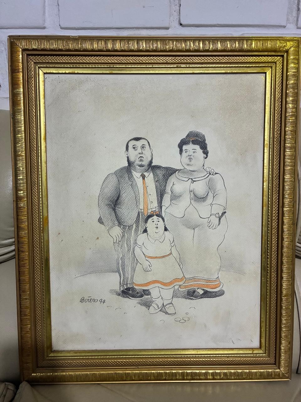 Excellent masterpiece, INK on OLD PAPER, signed F.BOTERO