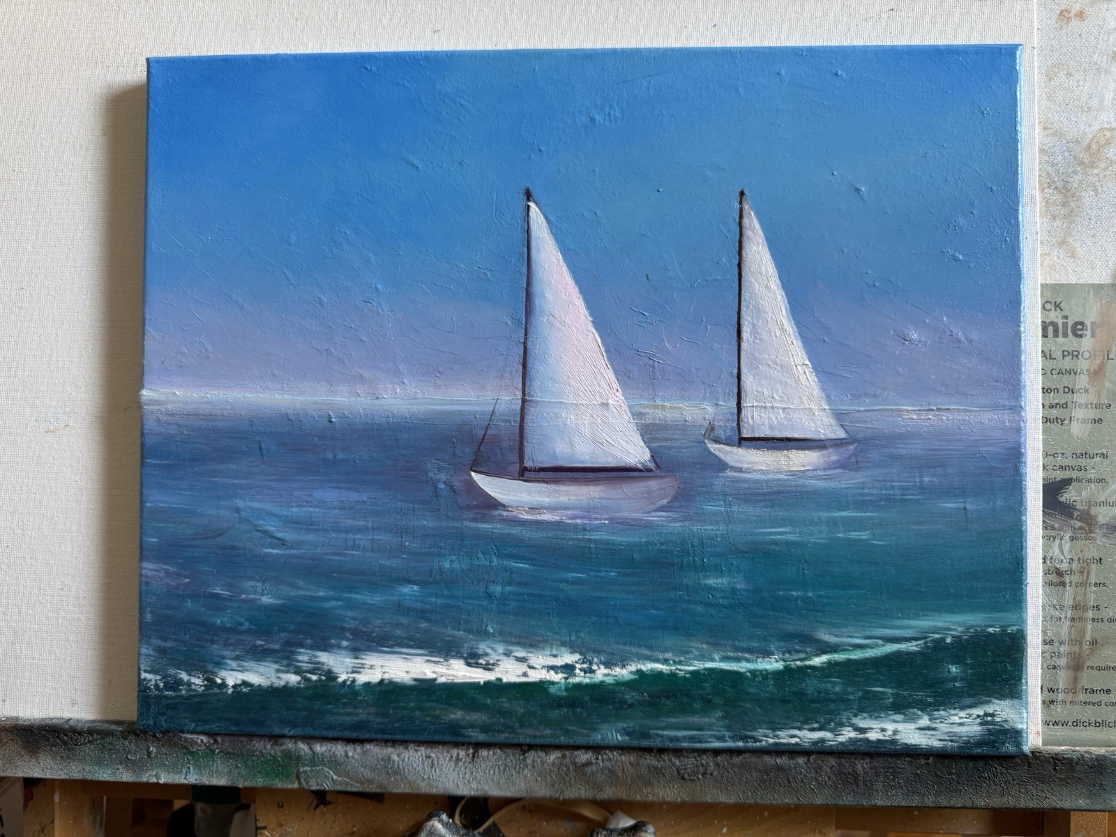 Oil Painting On Canvas Size 14×11 Inch ocean yacht landscape handcrafted Dziuba