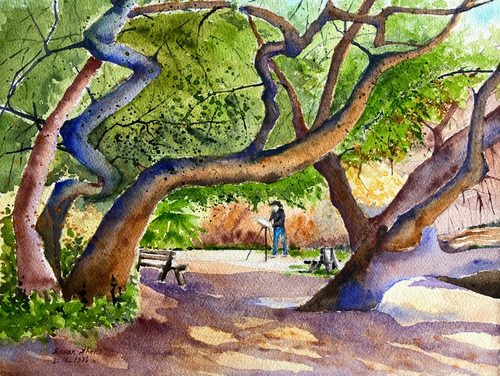 Original watercolor painting 16×12 landscape artwork