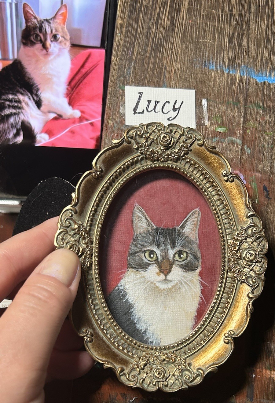 Custom Original Pet Portrait Cat Dog in 3”x 4″ Memorial Painting Process Videos