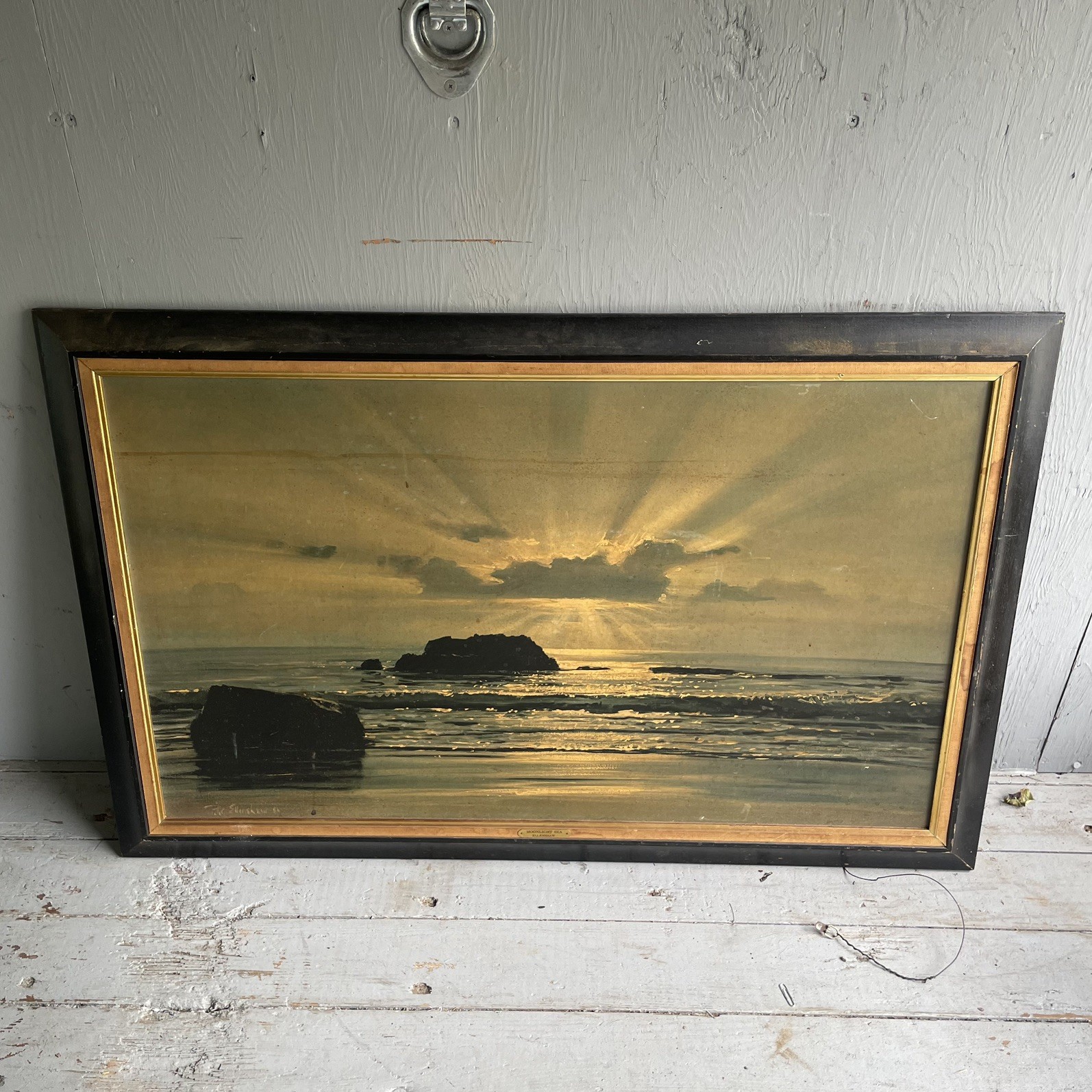 Peter Ellenshaw Seascape Lithograph Framed Wallart «Moonlight Sea»