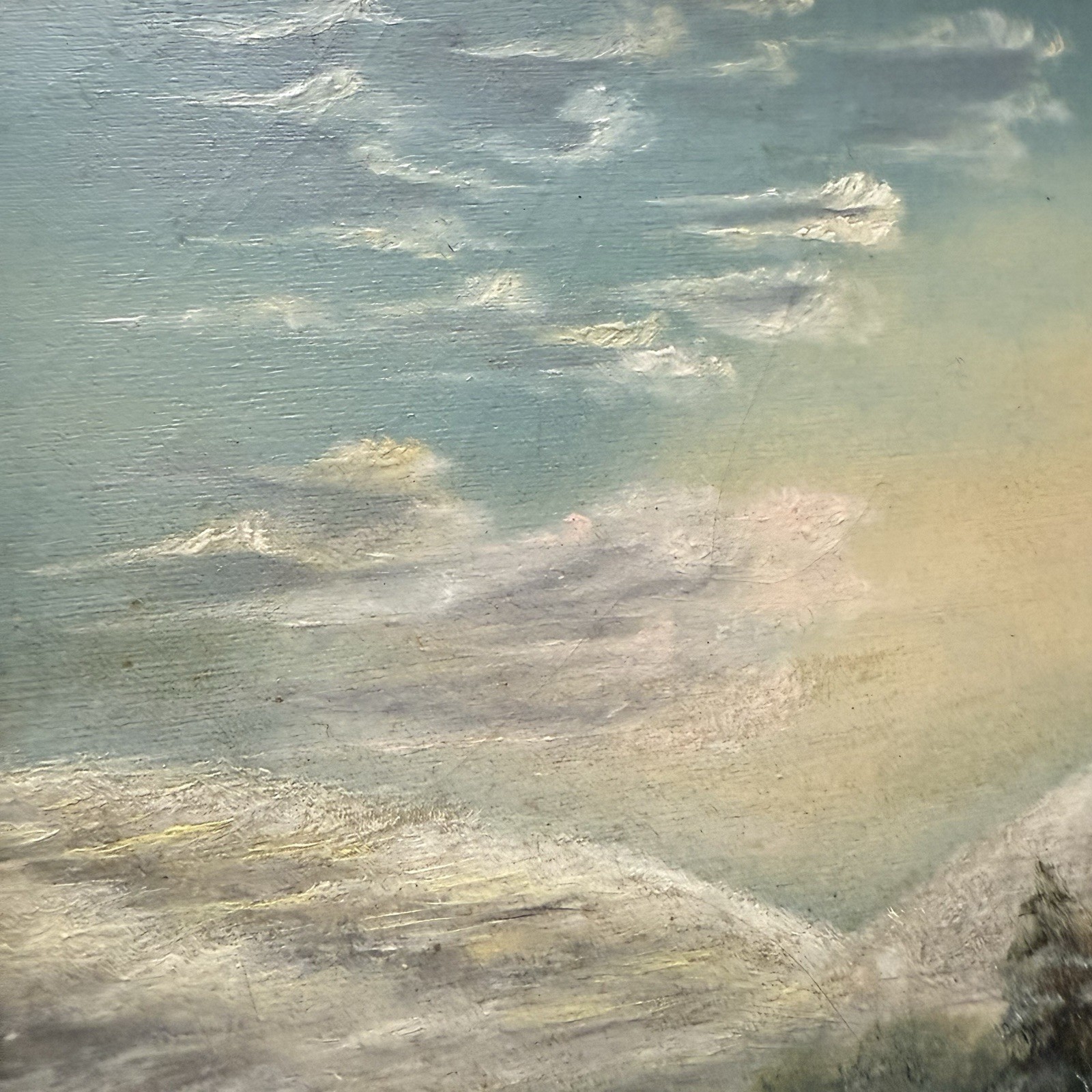 Vintage Original Winter Scene Landscape Red Cabin Painting Framed 8×10 in.